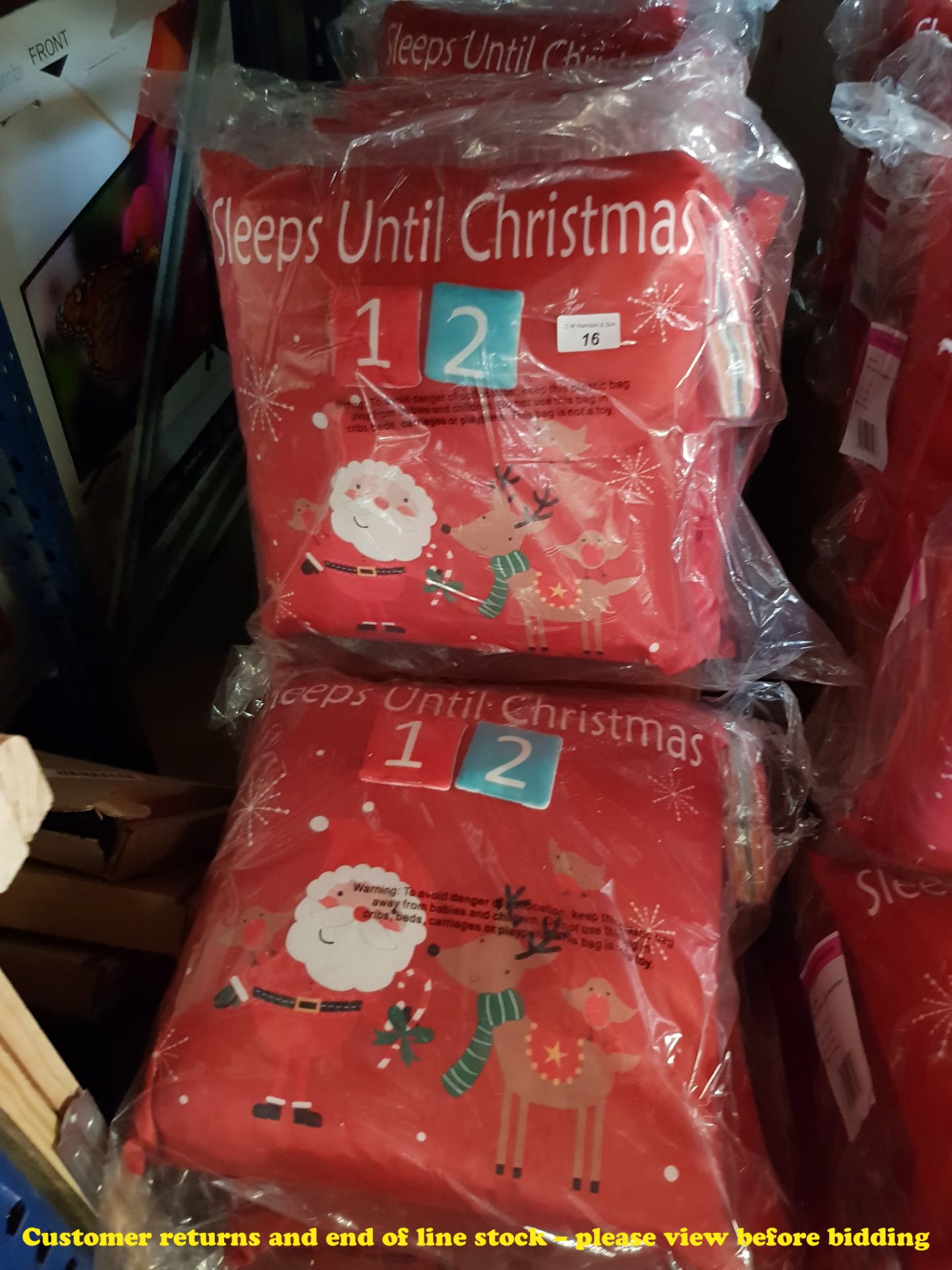 6 X COUNTDOWN TO CHRISTMAS CUSHIONS (TWIN PACKS – 12X CUSHIONS)