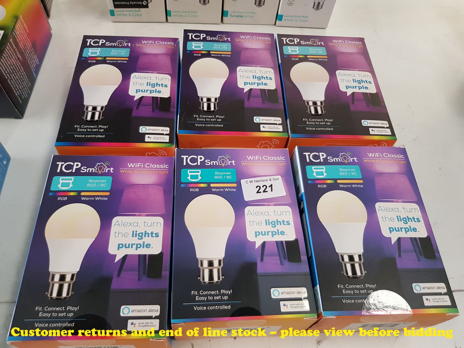 6 X TCP SMART LED COLOUR CHANGING LIGHT BULBS (BAYONET)