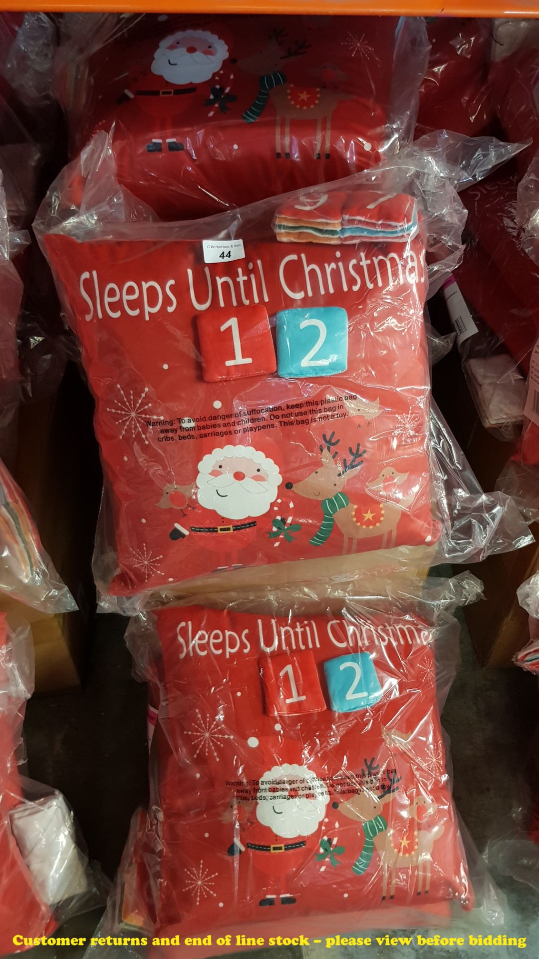 6 X COUNTDOWN TO CHRISTMAS CUSHIONS (TWIN PACKS – 12X CUSHIONS)