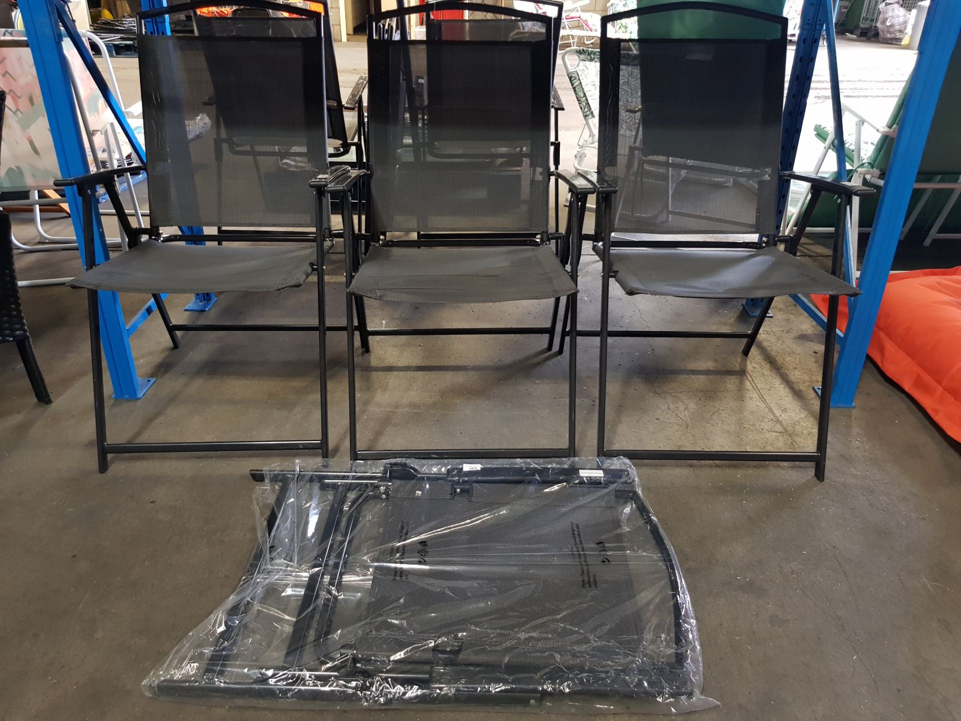 4 X FOLDING BLACK MESH CHAIRS