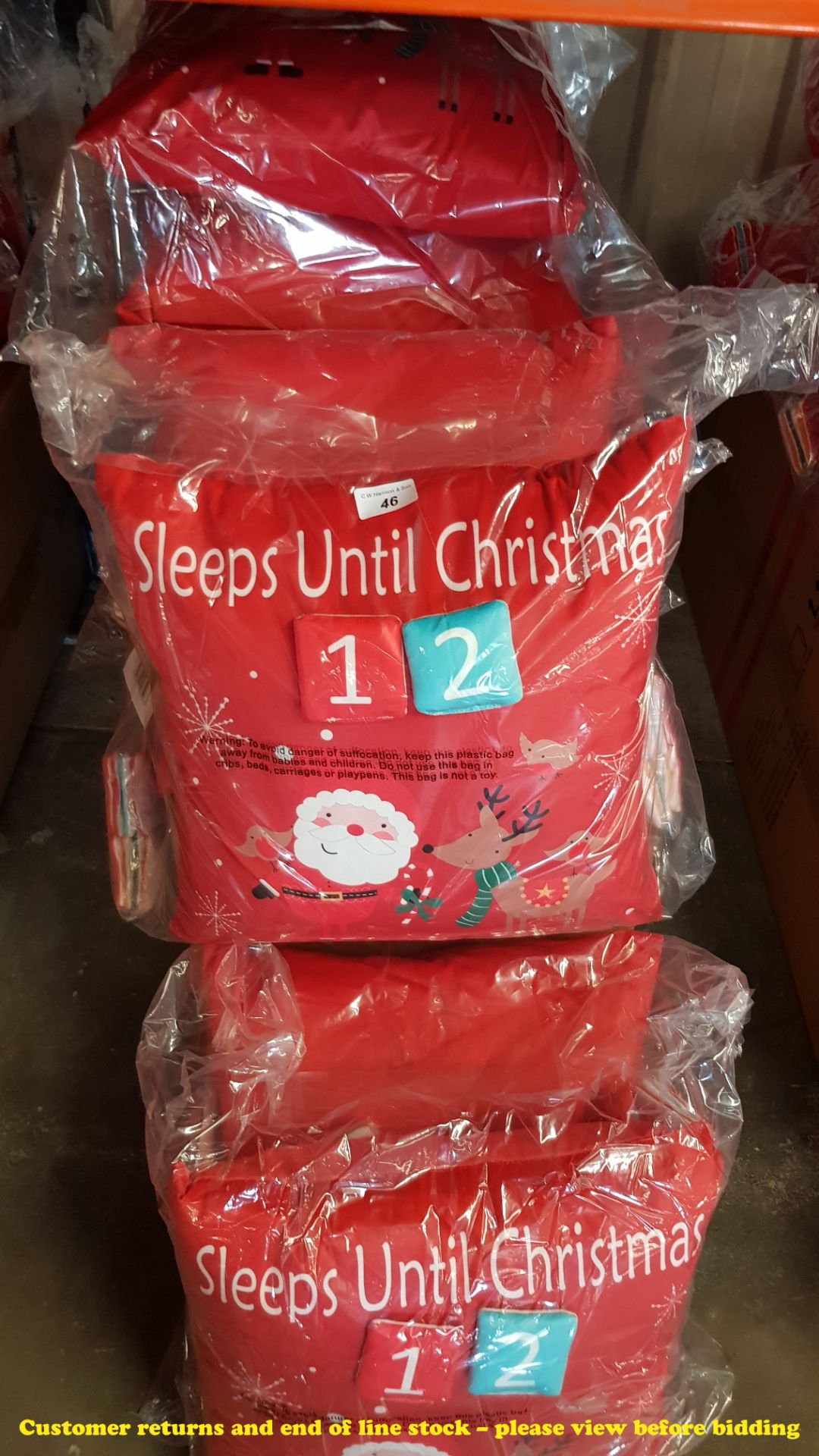 6 X COUNTDOWN TO CHRISTMAS CUSHIONS (TWIN PACKS – 12X CUSHIONS)