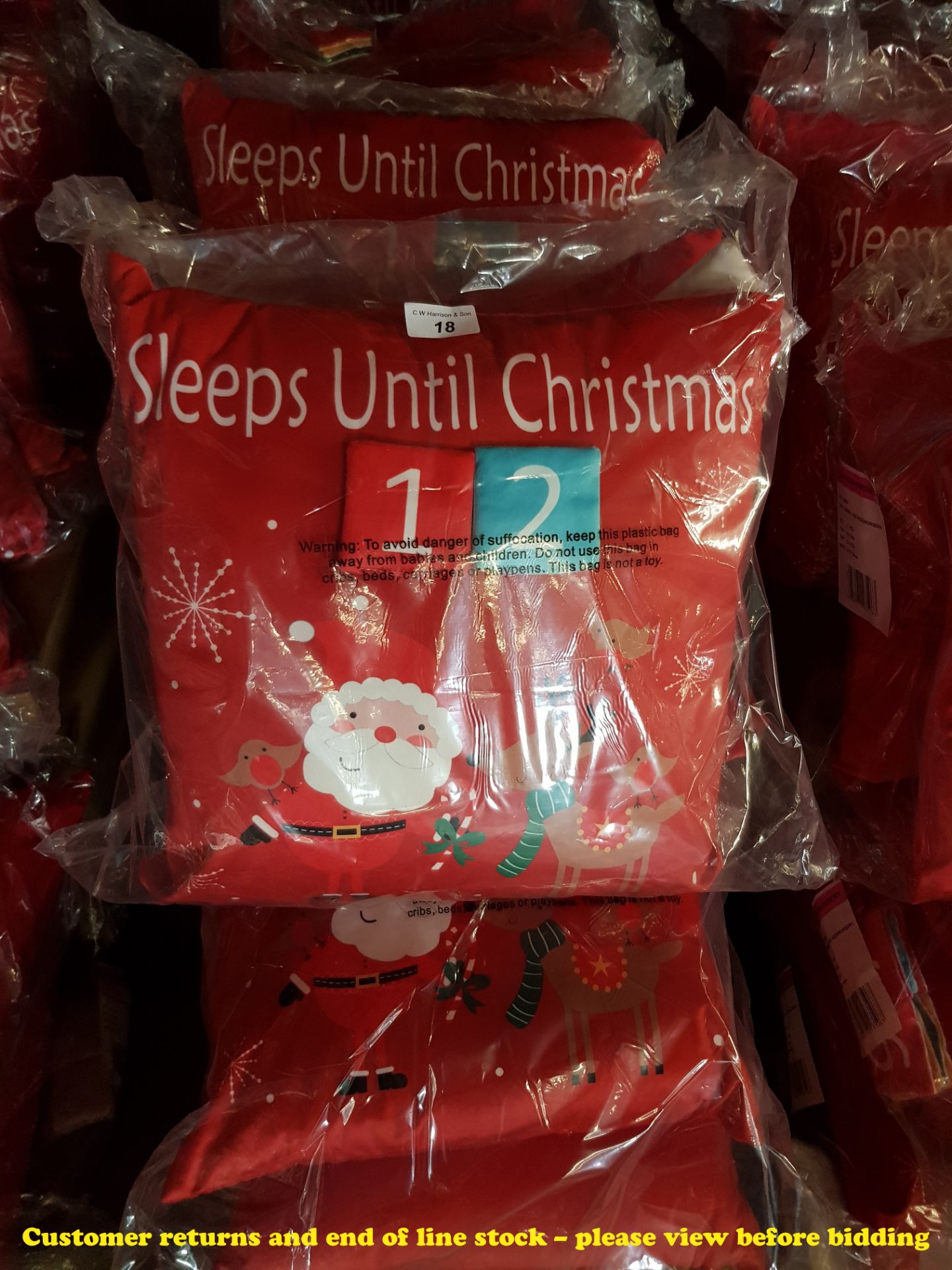 6 X COUNTDOWN TO CHRISTMAS CUSHIONS (TWIN PACKS – 12X CUSHIONS)