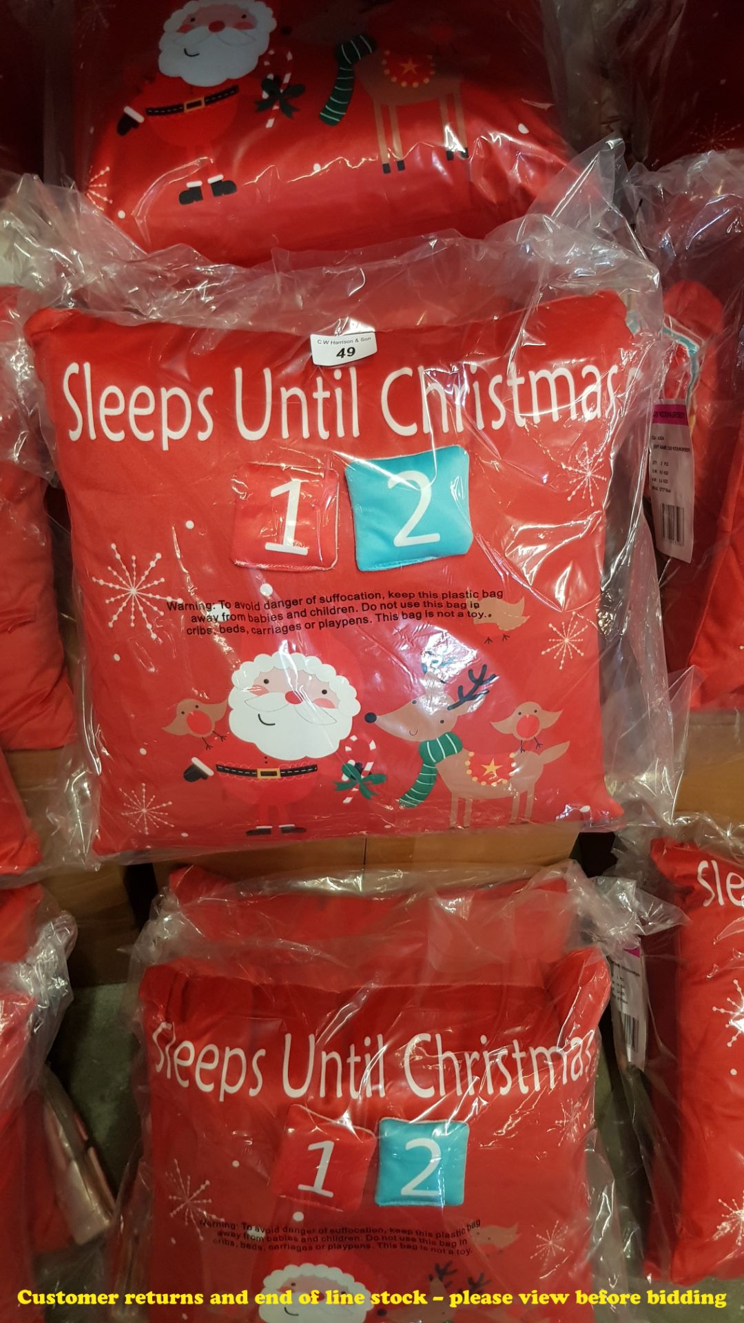 6 X COUNTDOWN TO CHRISTMAS CUSHIONS (TWIN PACKS – 12X CUSHIONS)