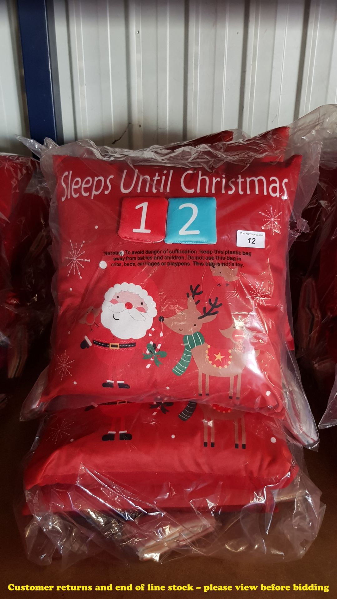 6 X COUNTDOWN TO CHRISTMAS CUSHIONS (TWIN PACKS – 12X CUSHIONS)