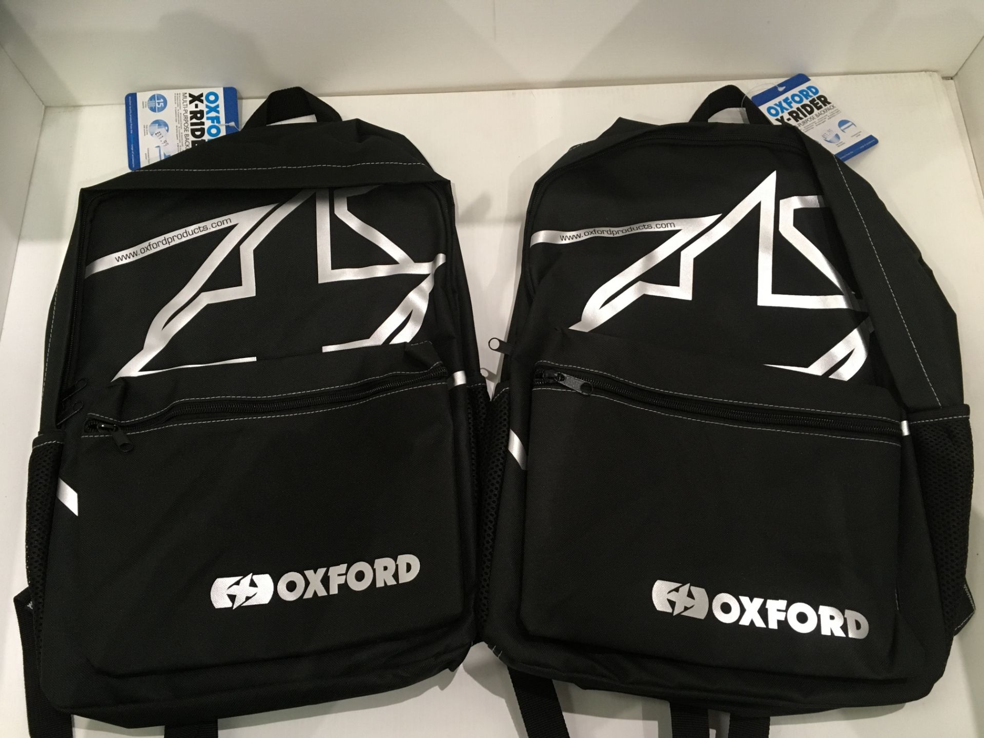 Withdrawn - Late ROT claim 2 x Oxford X-Rider backpacks in silver/black - RRP £12 each