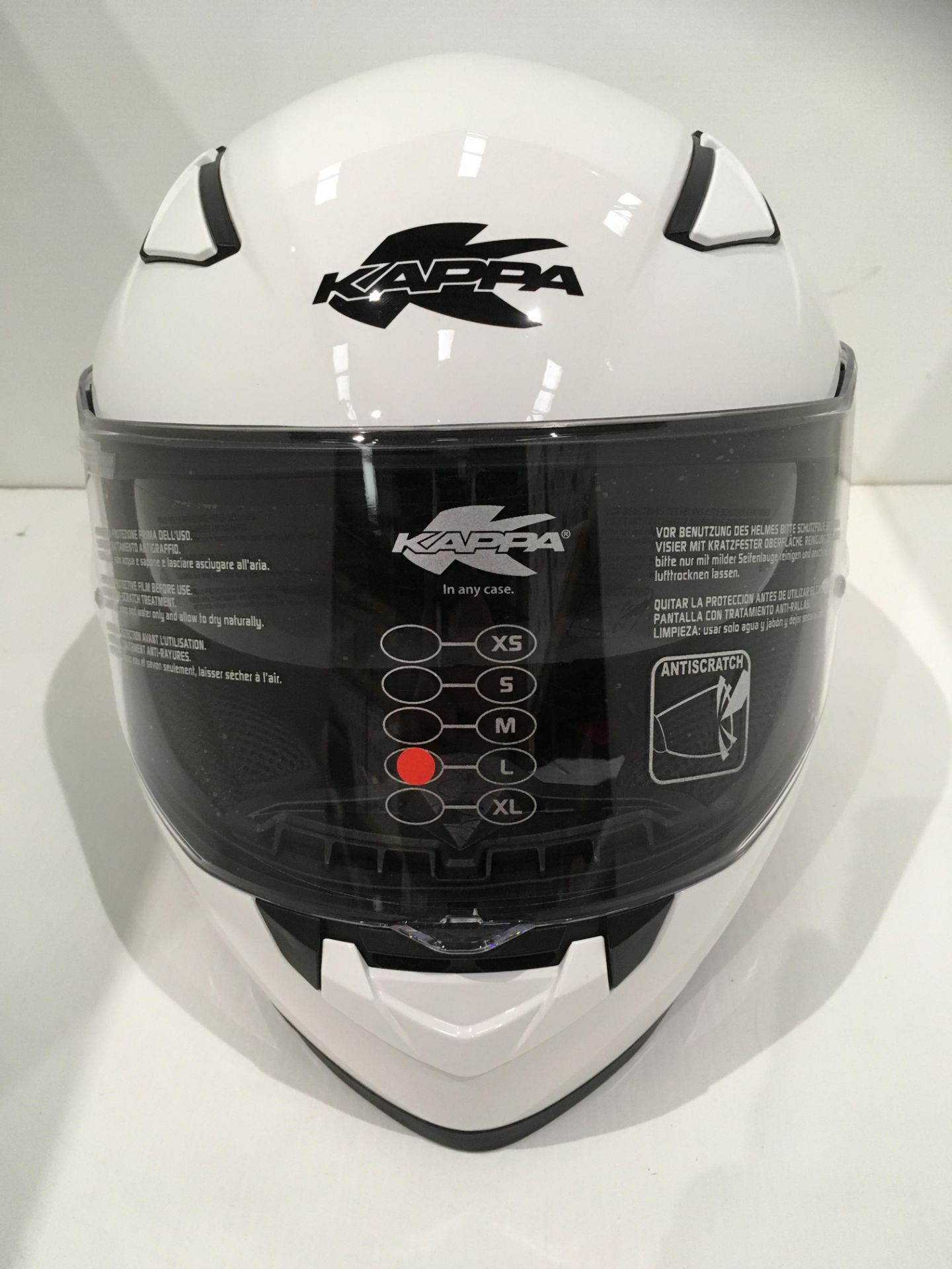 Kappa KV-41 motorbike helmet in gloss white - size L (60cm) (faulty inner sun visor)