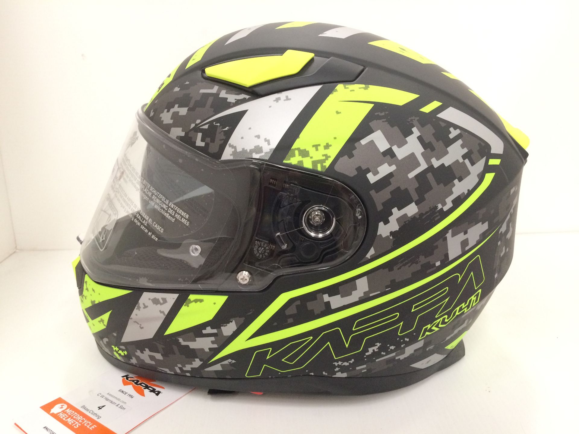 Kappa KV41 motorbike helmet in yellow/grey/black - size S (56cm) - Image 3 of 3