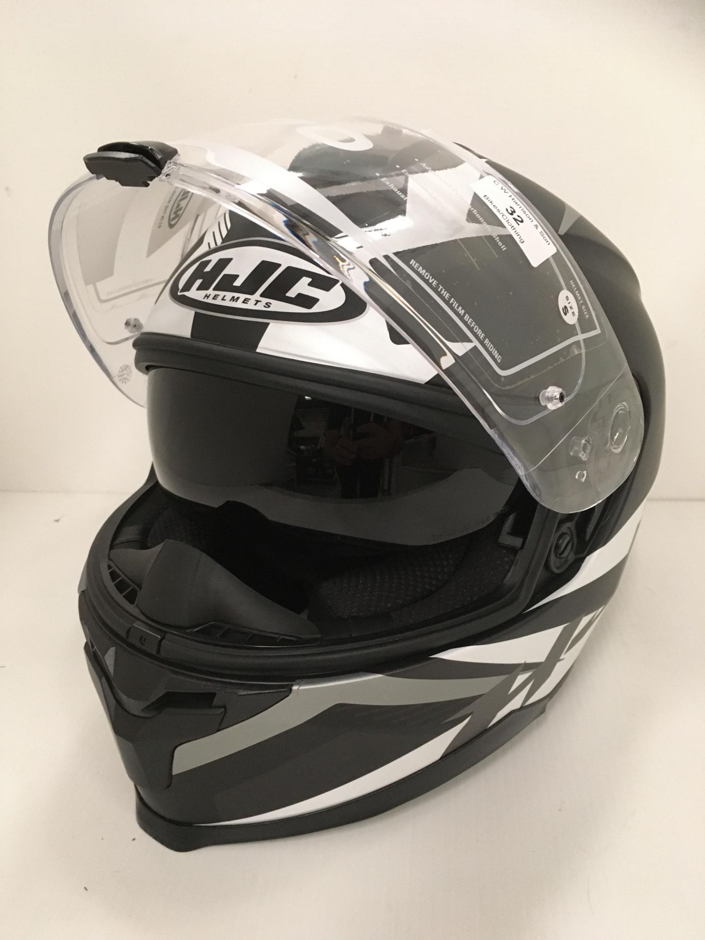 Withdrawn - Late ROT claim HJC C70 motorbike helmet in black/white/grey - size S (56cm) - Image 2 of 4