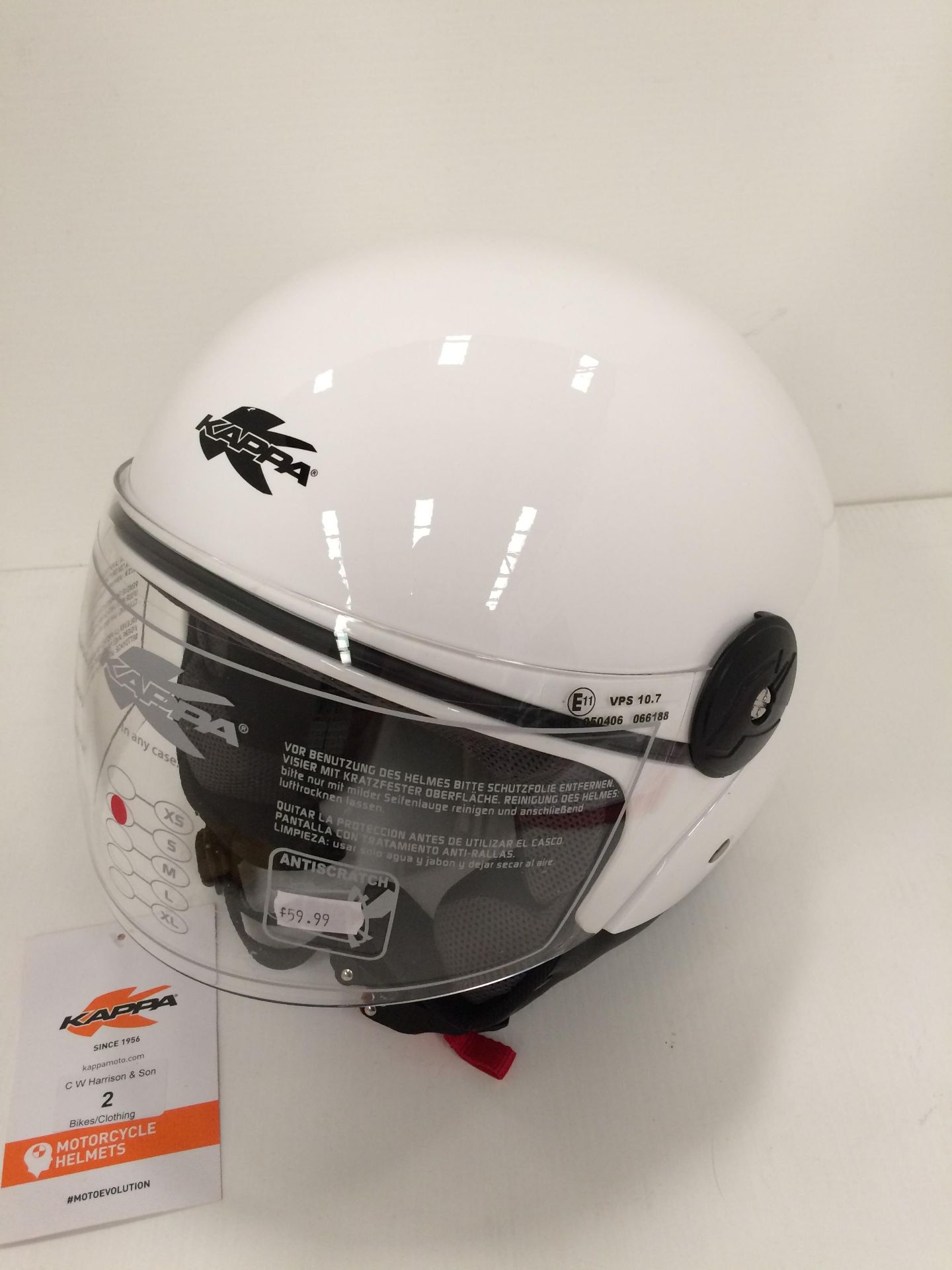 Kappa KV40 Hawaii motorbike helmet in white - size S (56cm) - Image 2 of 2