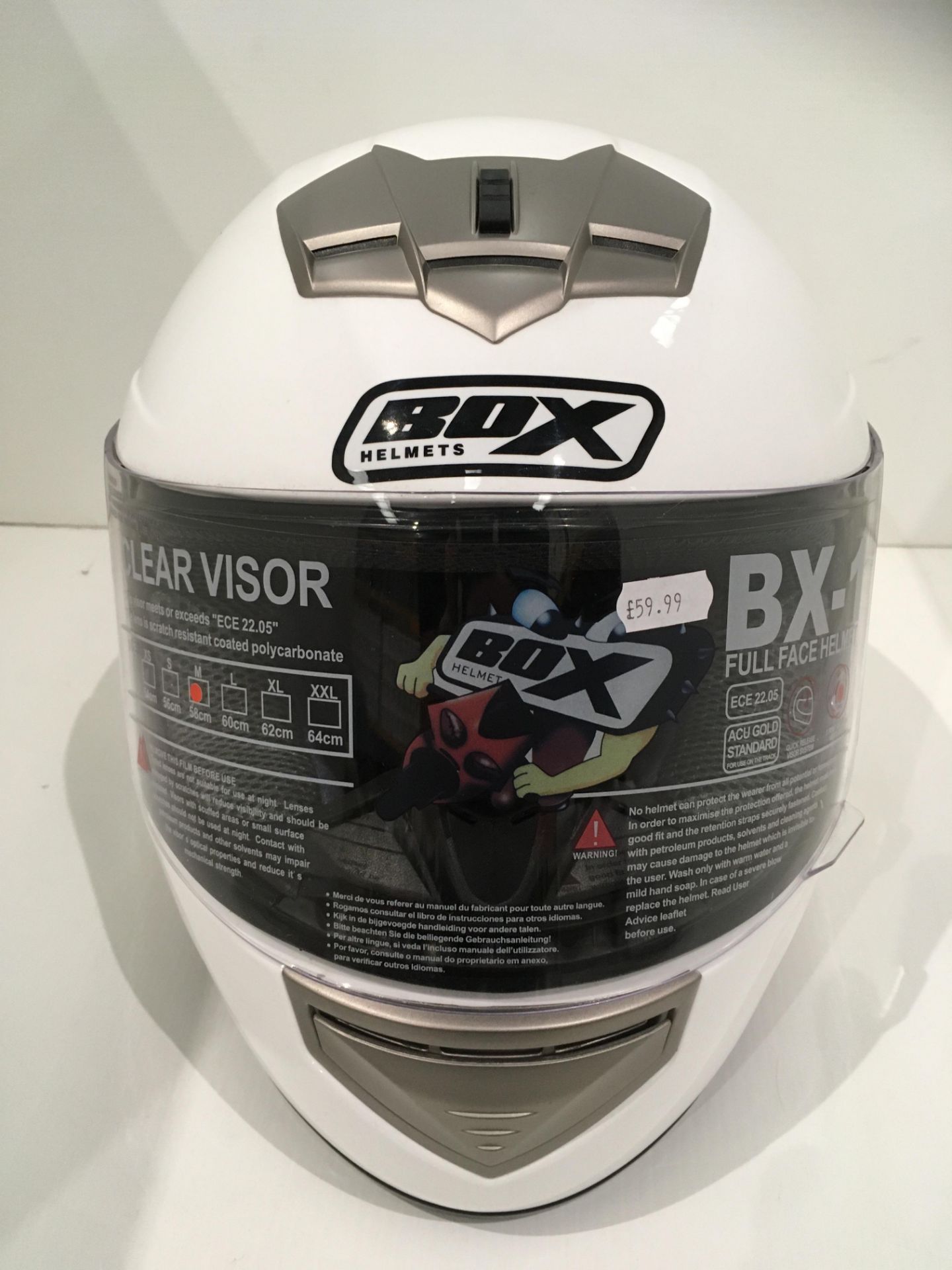 Box BX-1 motorbike helmet in white - size M (58cm)