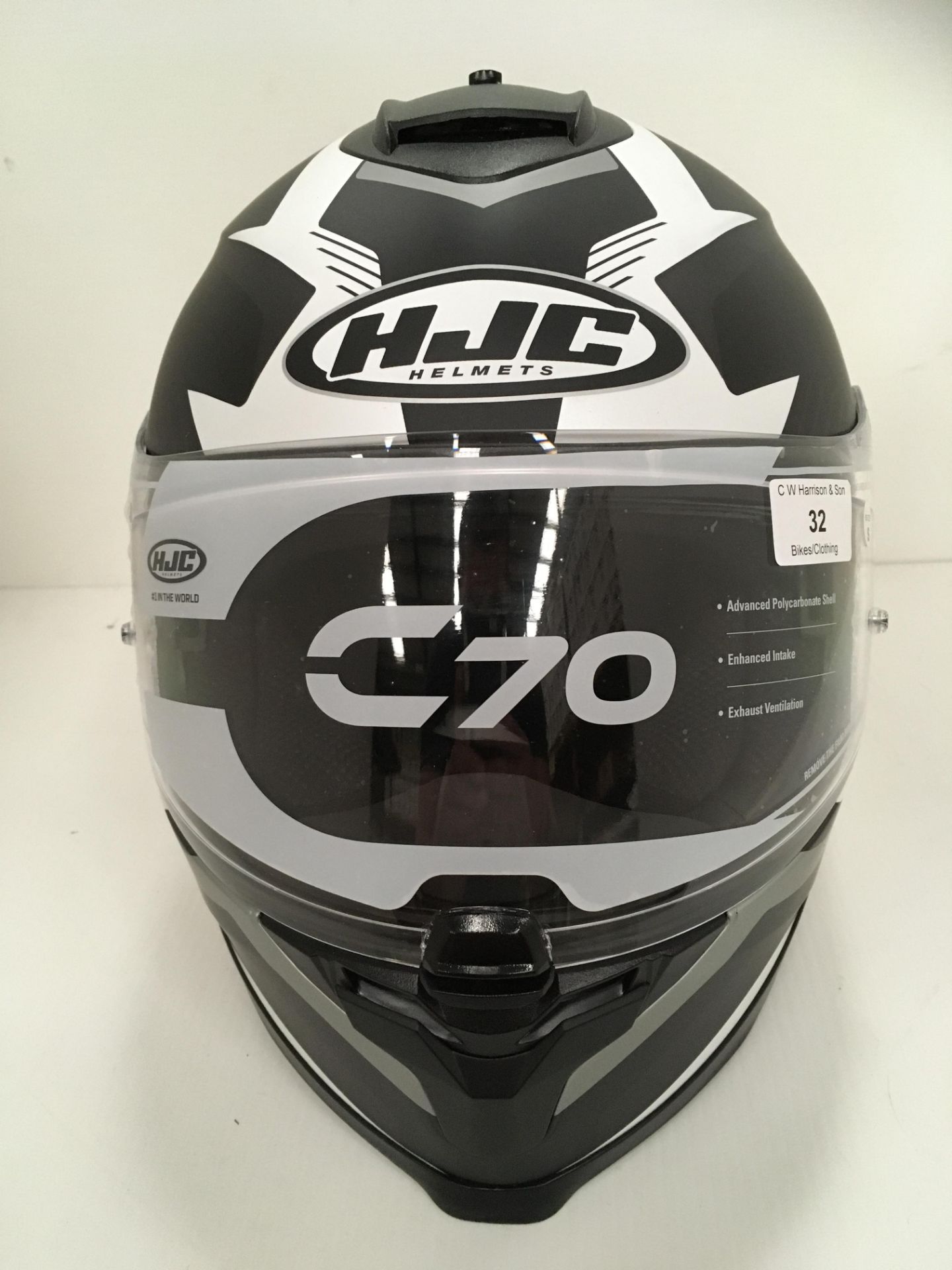 Withdrawn - Late ROT claim HJC C70 motorbike helmet in black/white/grey - size S (56cm)