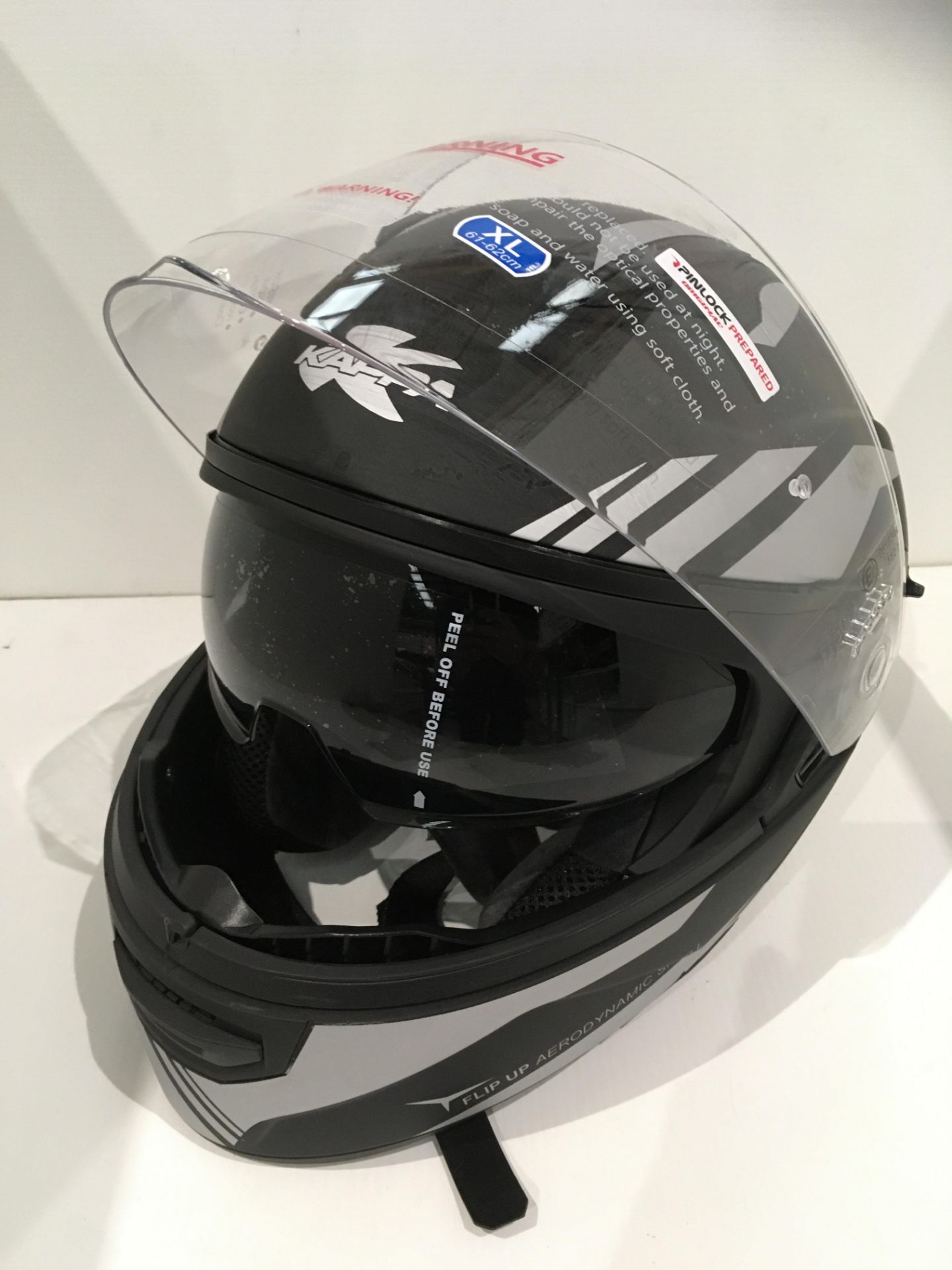 Kappa KV31 Arizona motorbike helmet with flip up aerodynamic shell in matt black/silver - size XL - Image 2 of 5