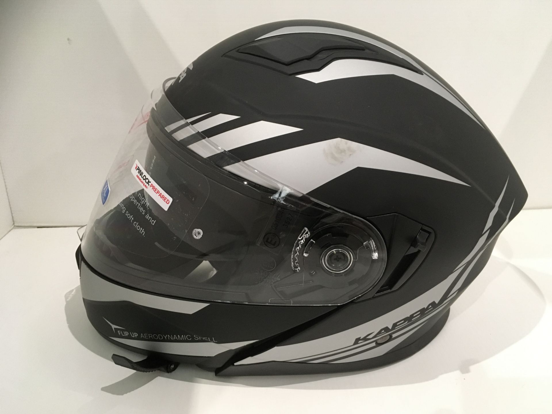 Kappa KV31 Arizona motorbike helmet with flip up aerodynamic shell in matt black/silver - size XL - Image 4 of 5