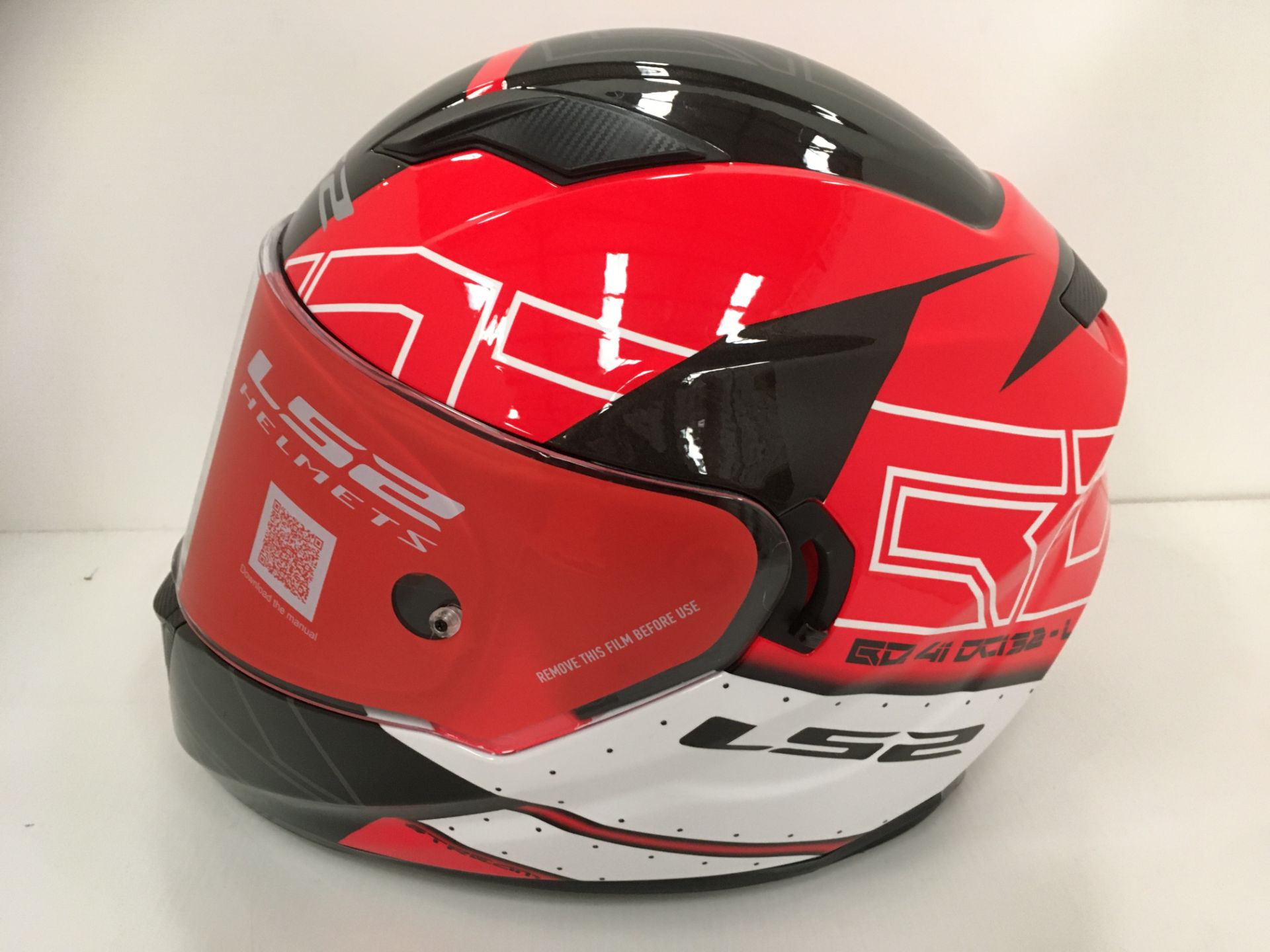 LS Stream Evo motorbike helmet in red/white - size XXL (63-64cm) - Image 3 of 4