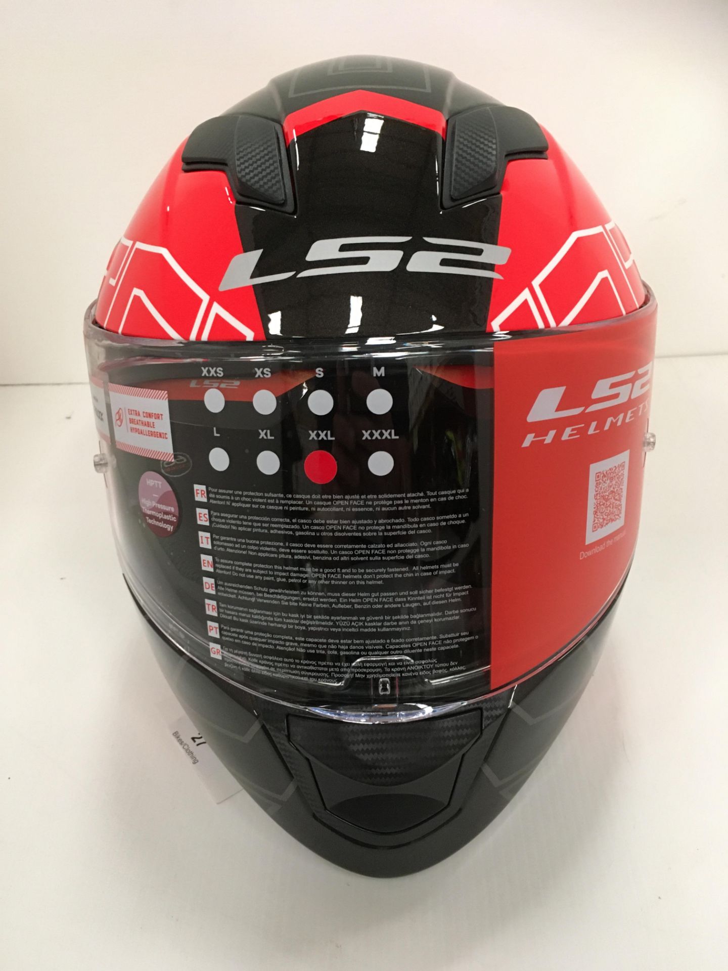 LS Stream Evo motorbike helmet in red/white - size XXL (63-64cm)