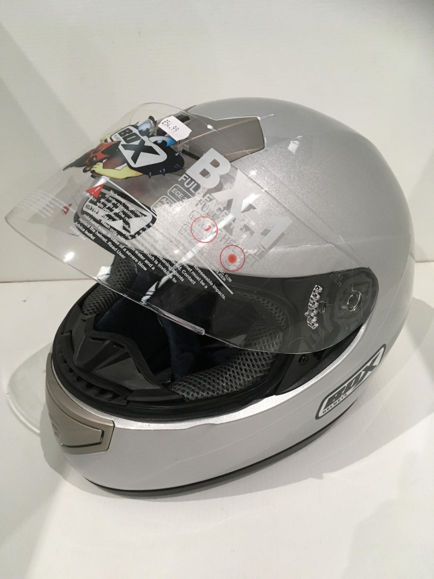 Box BX-1 motorbike helmet in silver - size XL (62cm) - Image 2 of 4