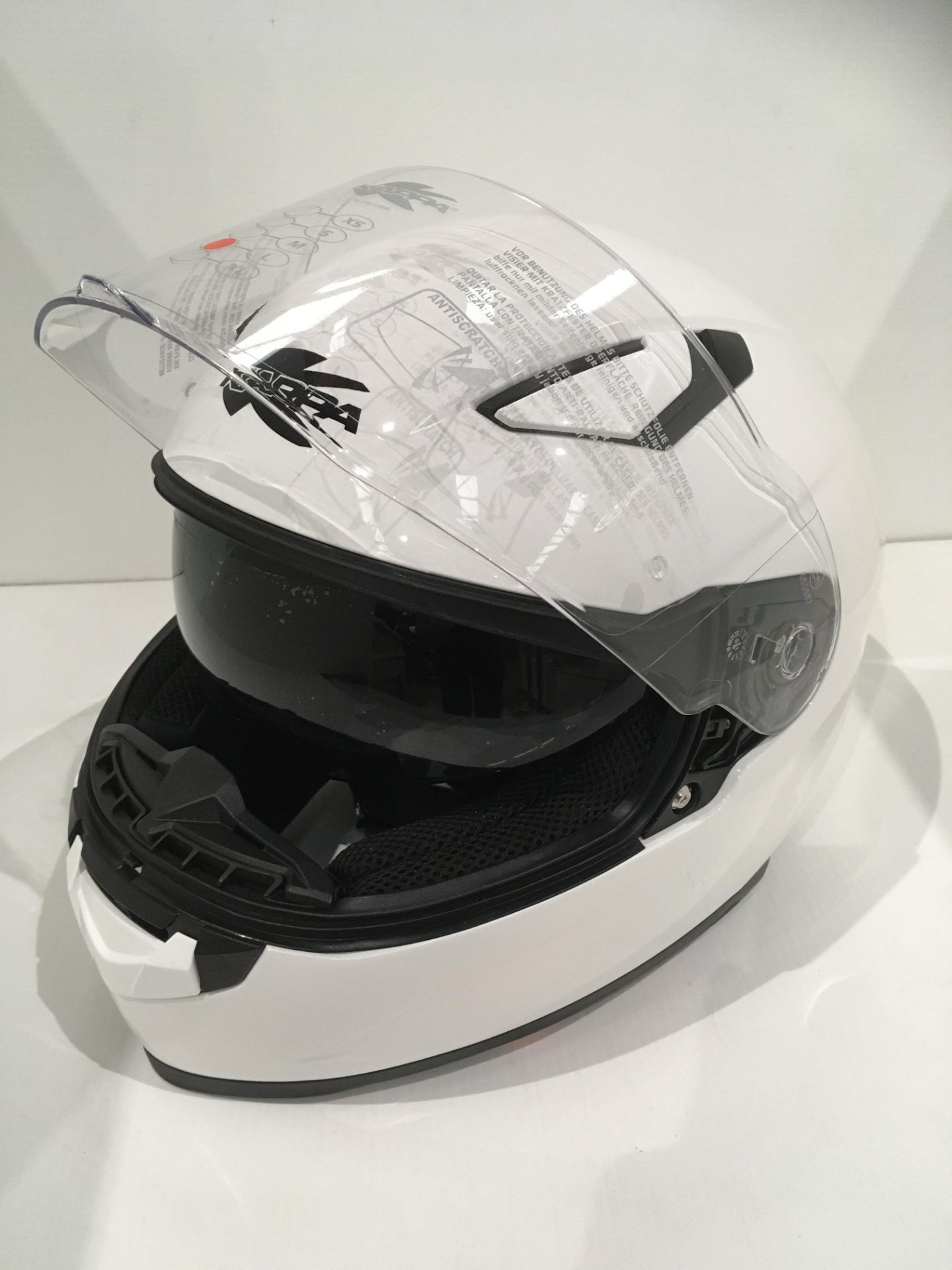 Kappa KV-41 motorbike helmet in gloss white - size L (60cm) (faulty inner sun visor) - Image 2 of 4
