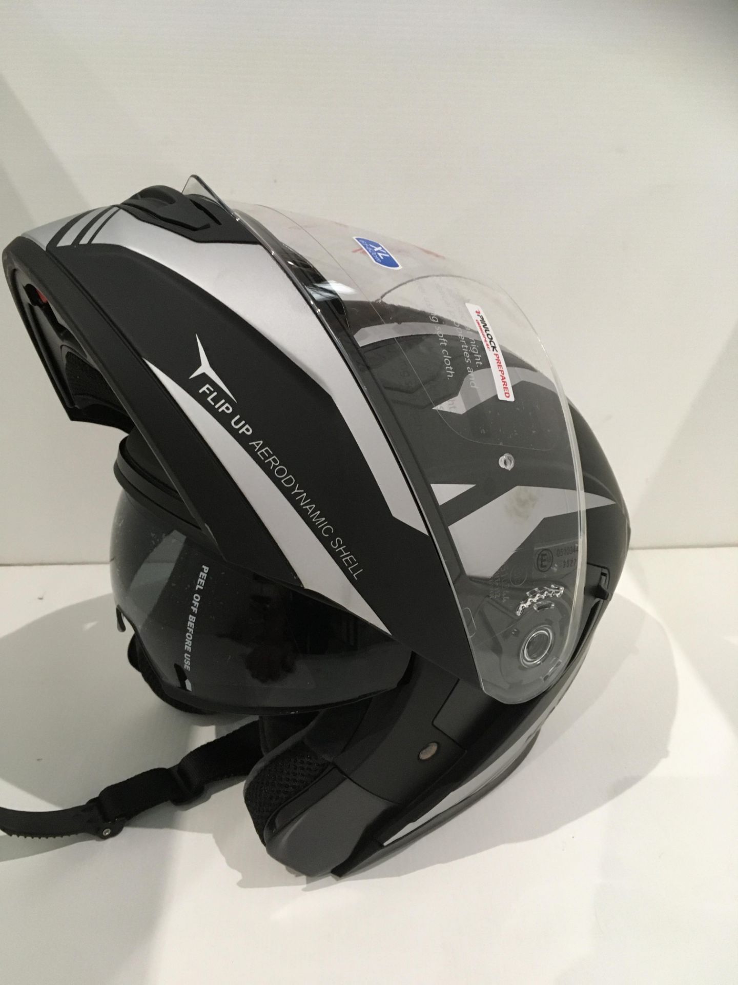 Kappa KV31 Arizona motorbike helmet with flip up aerodynamic shell in matt black/silver - size XL - Image 3 of 5