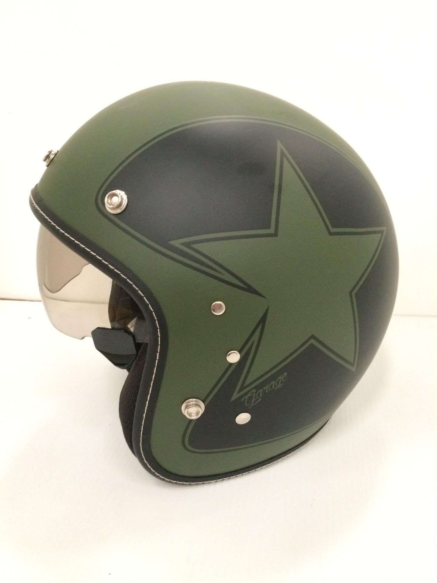 Duchinni 380F garage helmet in black/green - size L (59cm) - Image 2 of 3