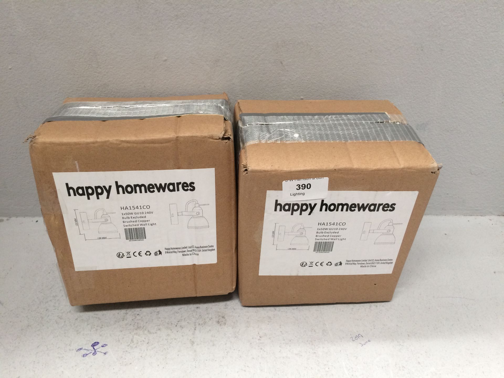 2 x Happy Homwares spotlights in brushed