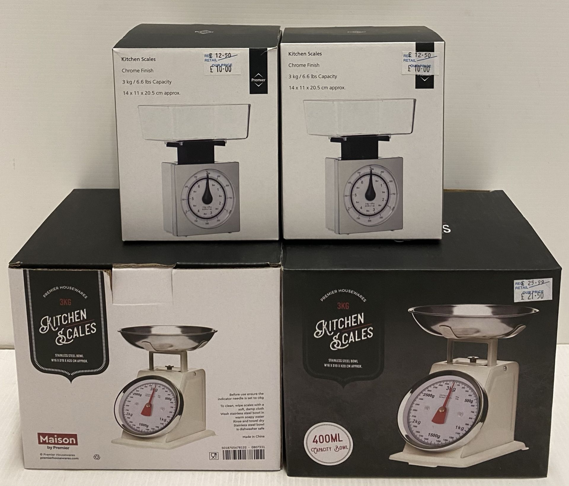 4 x assorted weighing scales by Premier Housewares - RRP £63