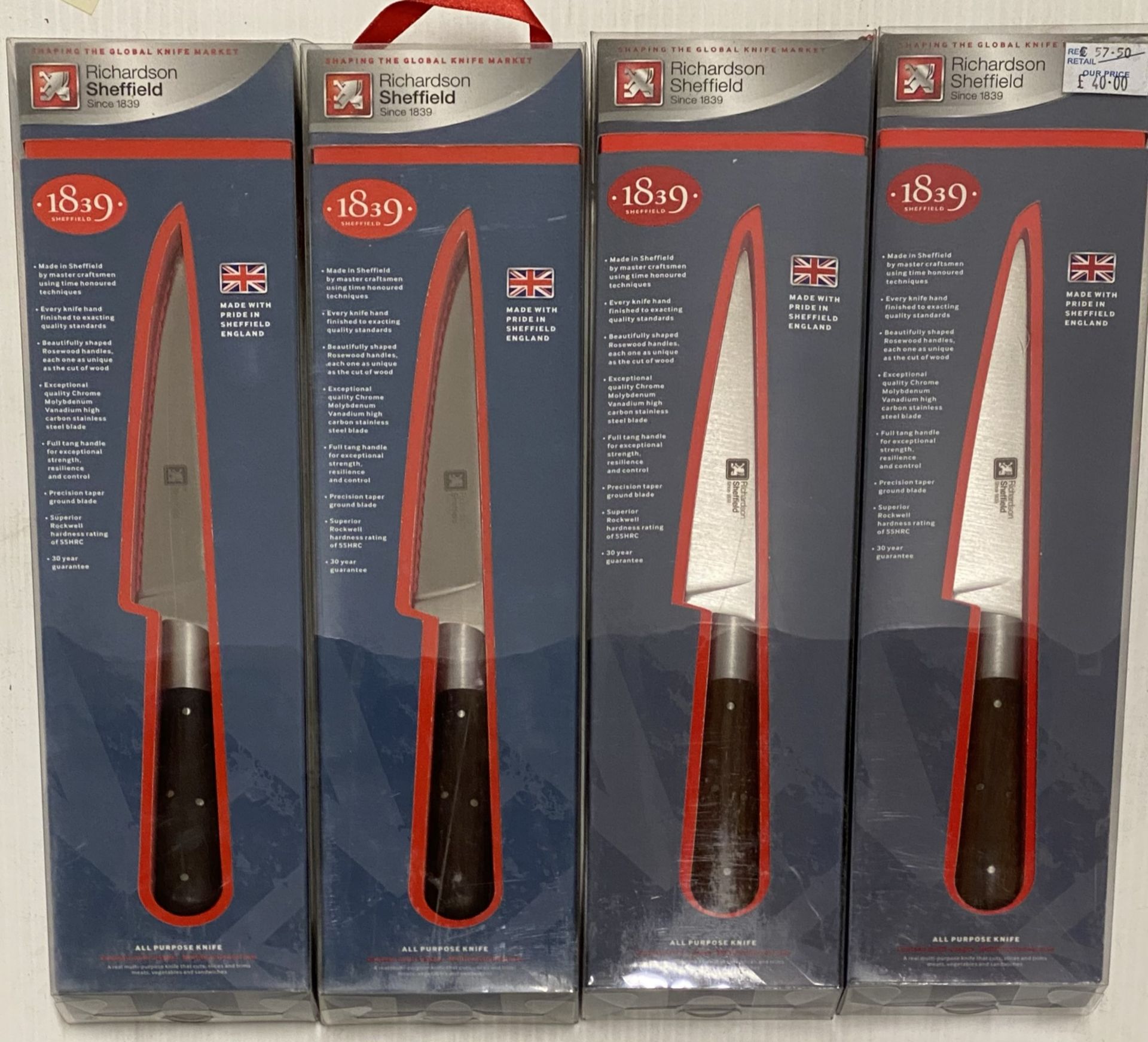 4 x Richardson Sheffield 1839 All Purpose knives - RRP £57.