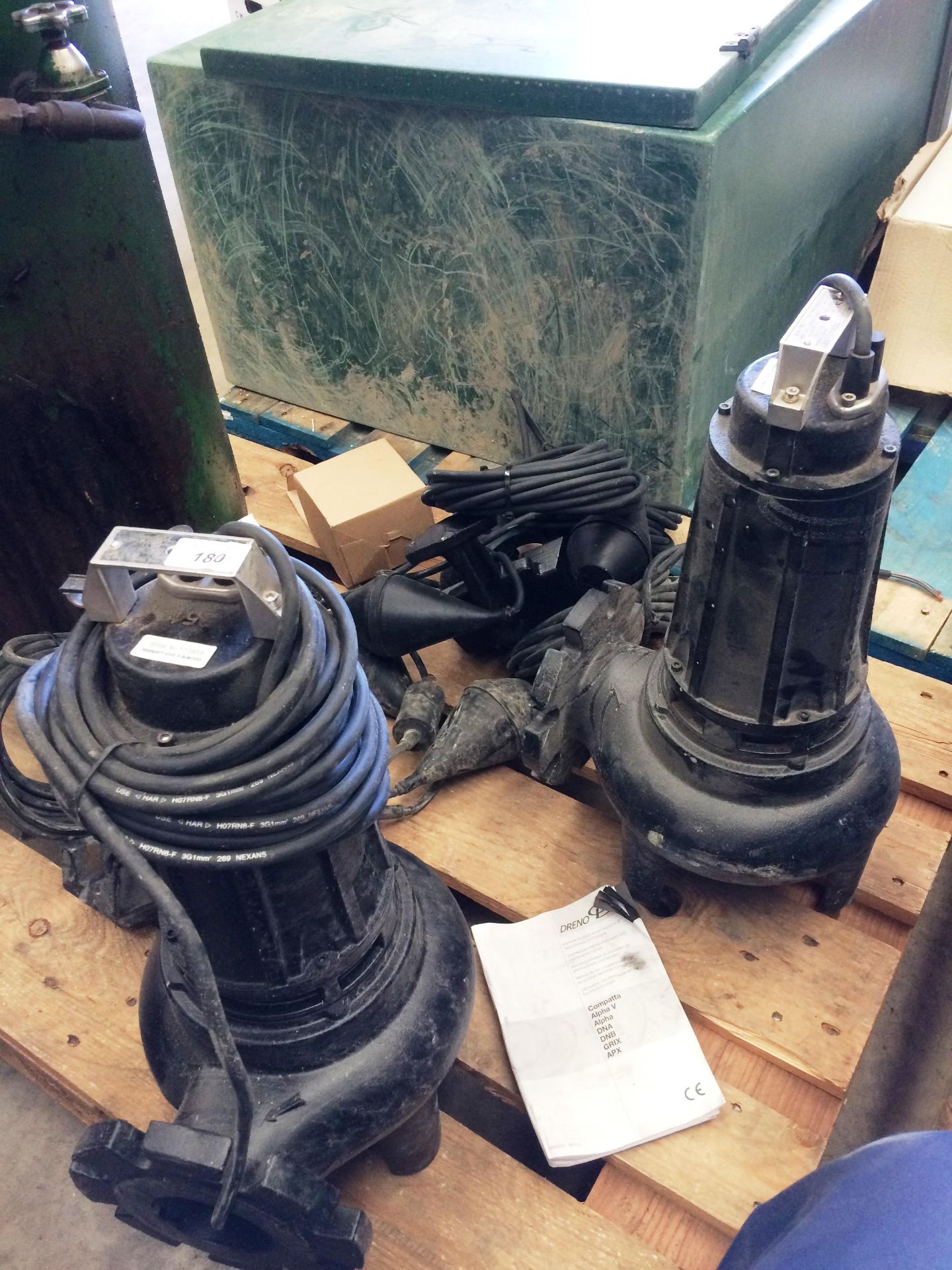 Two Dreno DNA 80/2/110M industrial sump pumps,