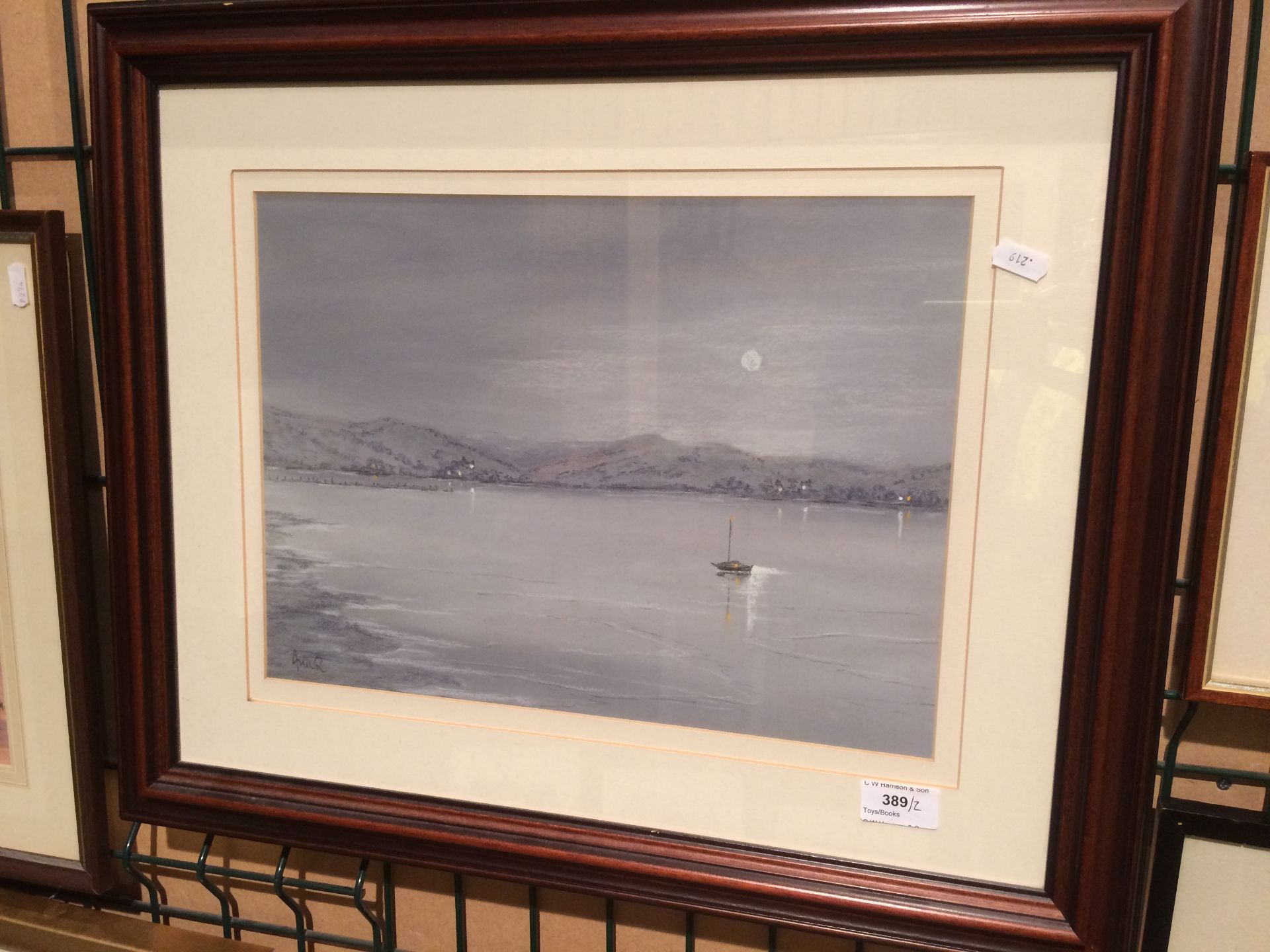 Anne Richardson framed pastel picture 'Semer Water by Moonlight' 28 x 37cm signed to bottom left - Image 2 of 3