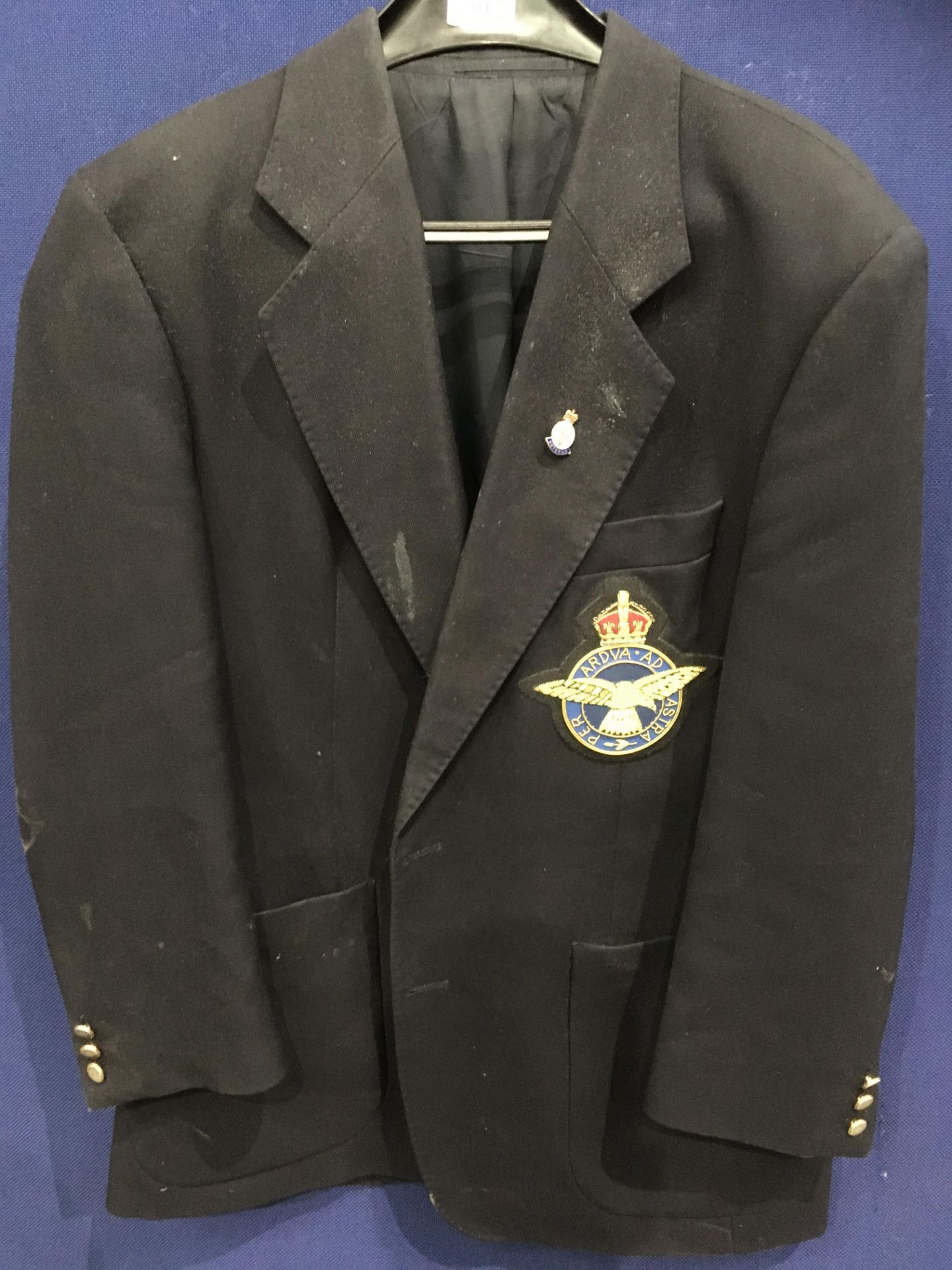 A Berwin and Berwin gentleman's blue jacket - no size shown with RAF badge and HM Armed Forces
