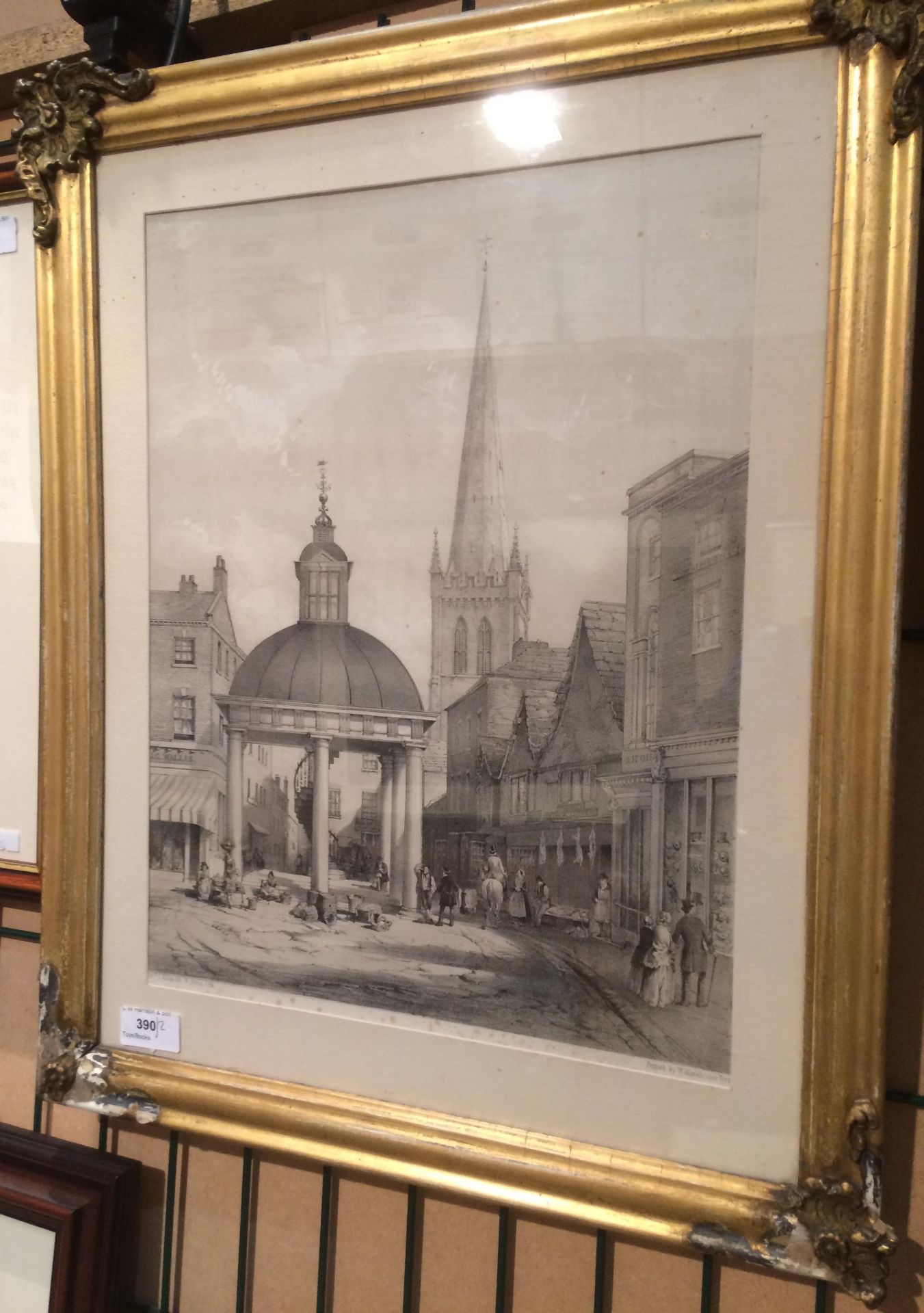 Rev T Kilby gilt framed Wakefield print 40 x 30cm and a small framed coloured print of Heath Old - Image 2 of 5