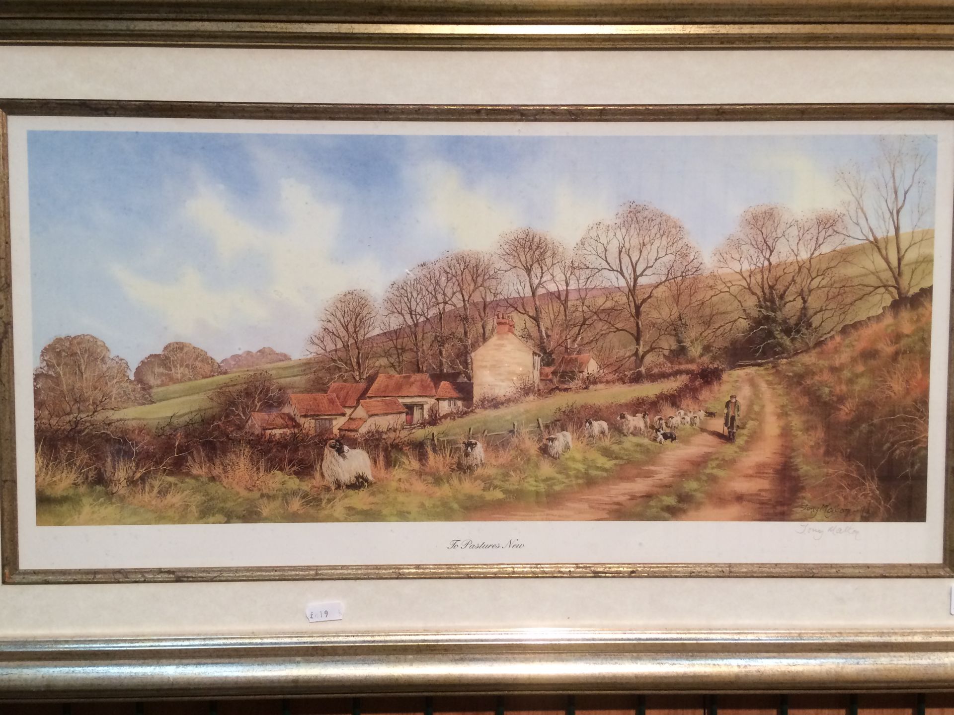 Tony Malton '94' framed print 'To Pastures New' 30 x 62cm signed in pencil - Image 2 of 3