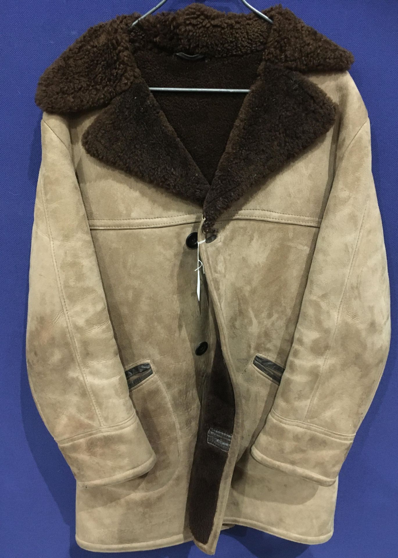 A Glenhusky of Scotland gents suede and sheepskin light brown coat - no size shown