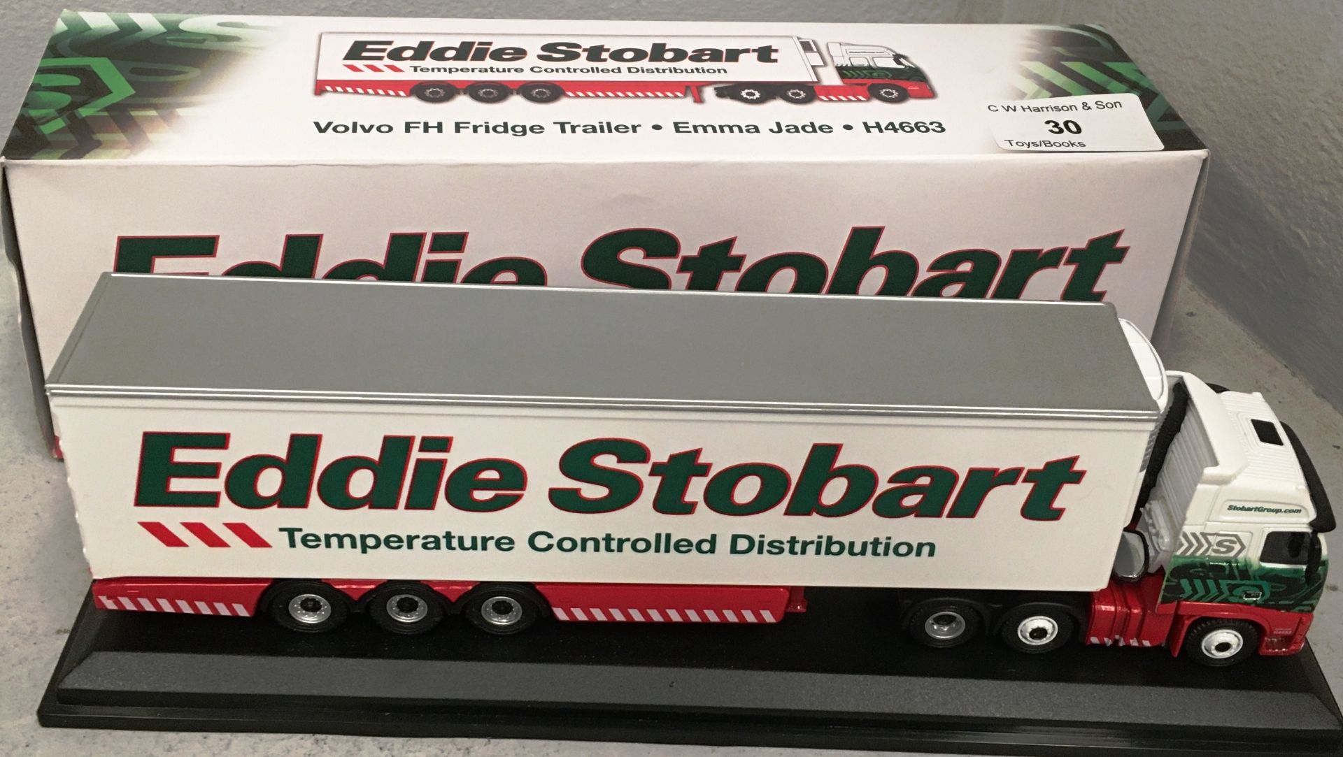 1/76 scale die cast model of Eddie Stobart Volvo FH Fridge trailer 'Emma Jade' H4663 (boxed)