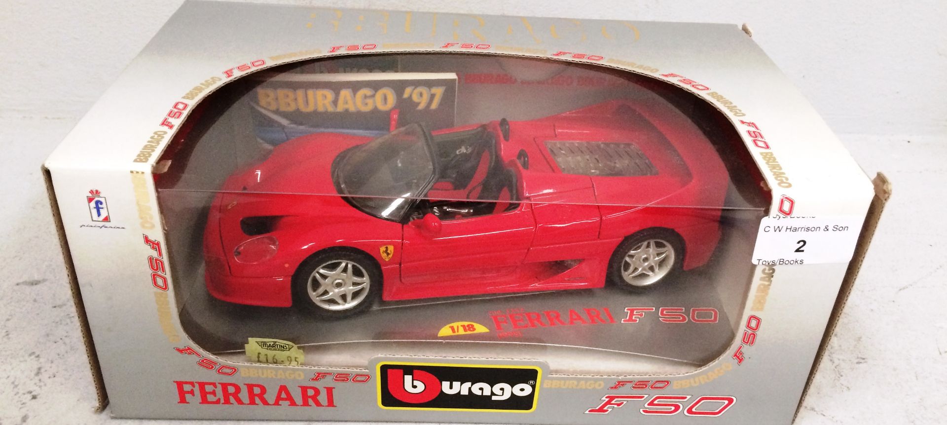 Burago 1/18 scale die cast metal model of Ferrari F50 (1995) (boxed)