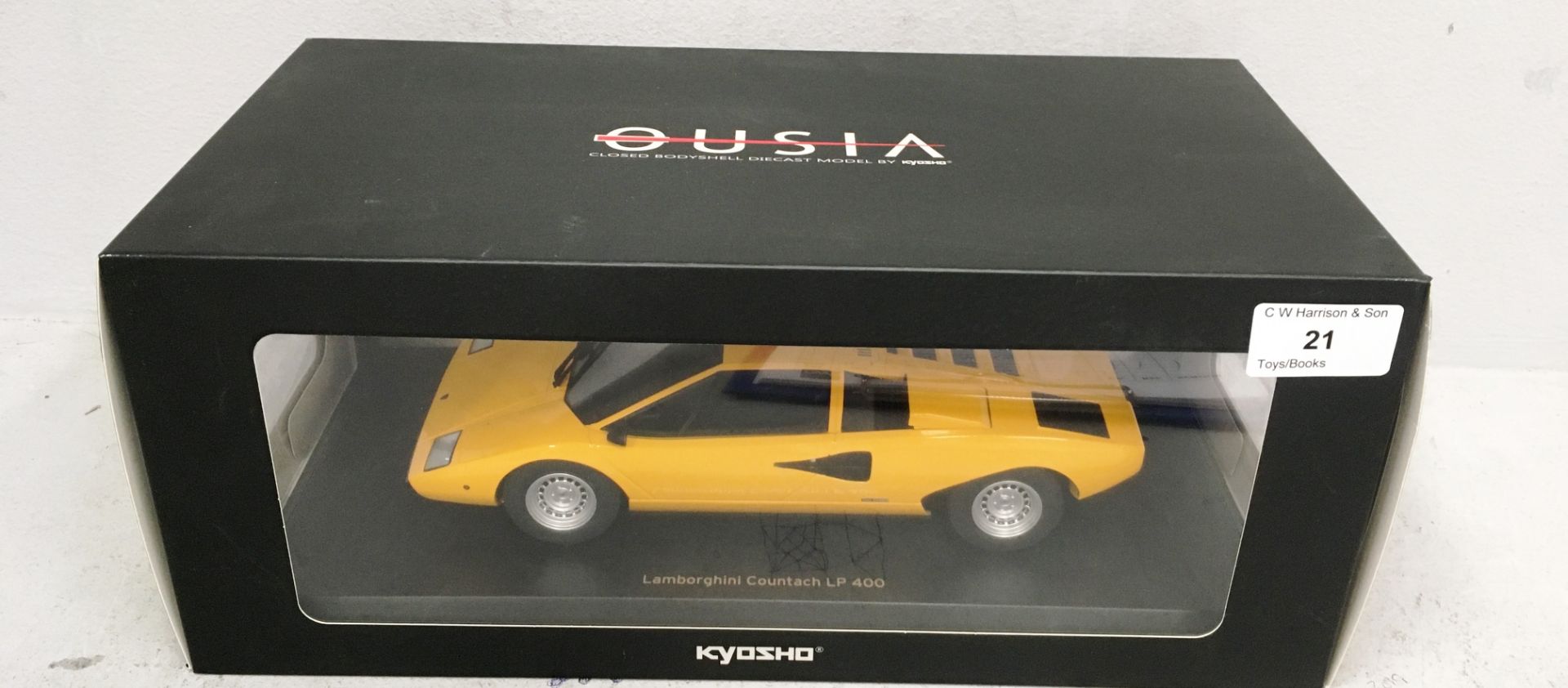 Kryosho Ousia 1/18 scale die cast metal model of Lamborghini Countach LP400 in yellow (boxed)