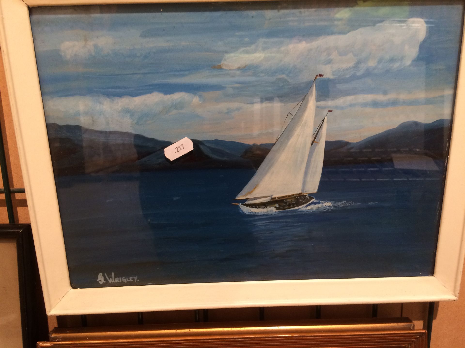 J. Wade gilt framed oil sailing boats, S. - Image 3 of 4