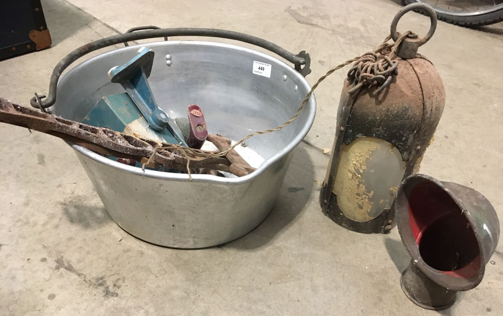 A galvanised bucket with handle,