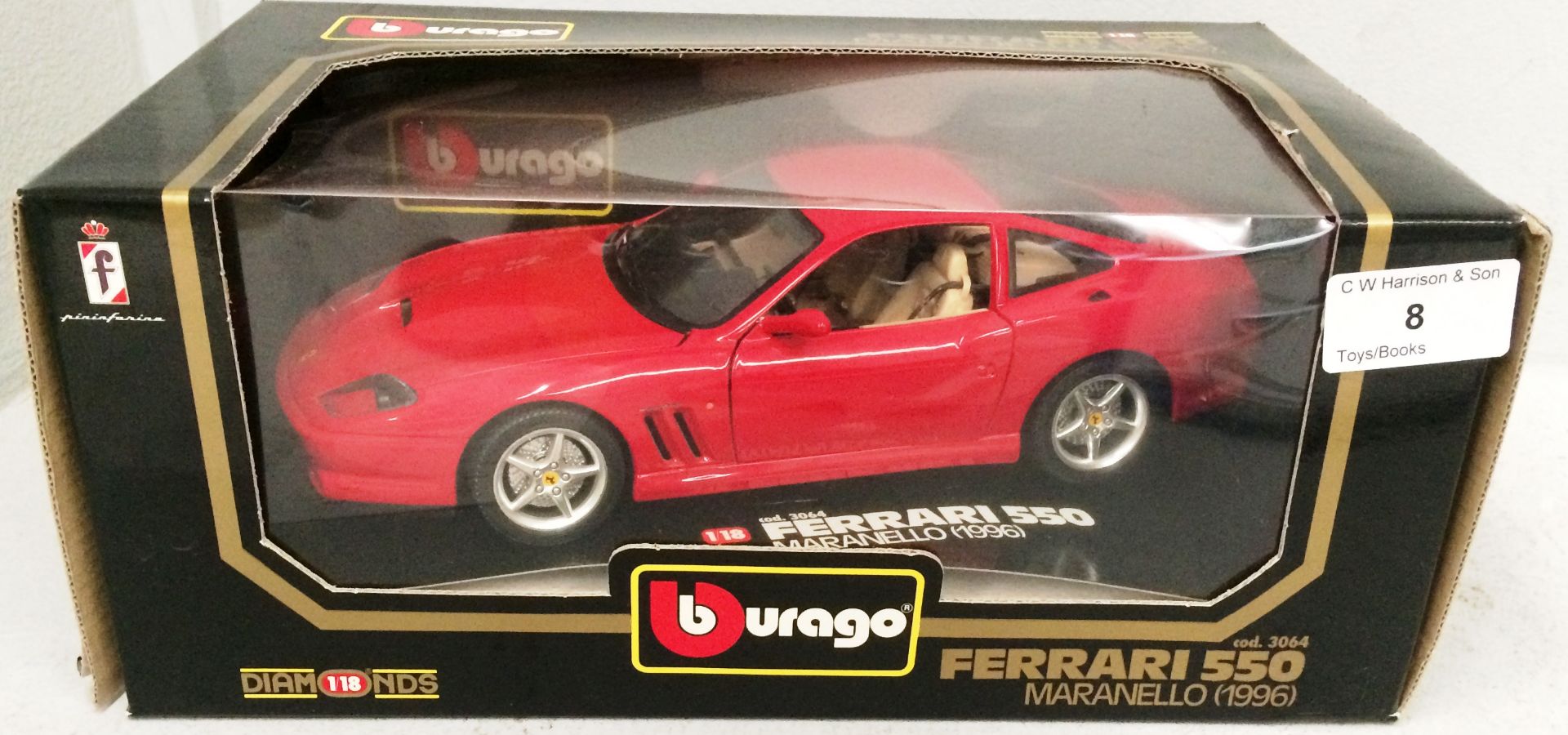 Burago 1/18 scale die cast metal model of Ferrari 550 Maranello (1996) (boxed)