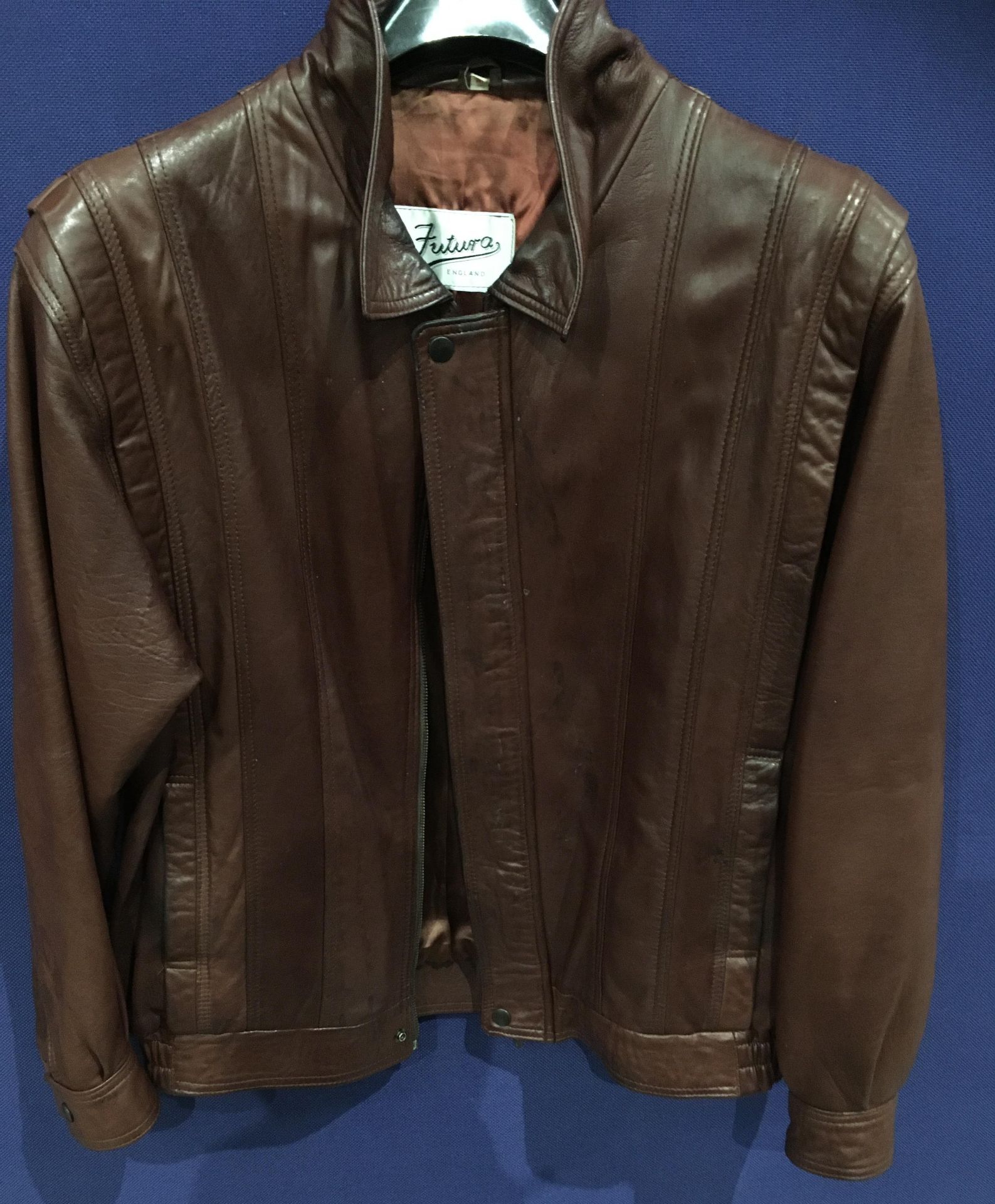 A Futura England gents brown leather jacket size M