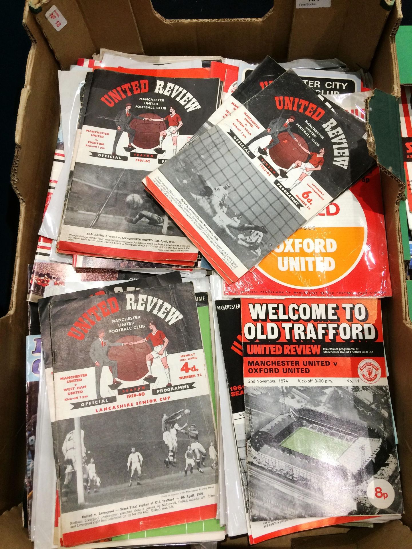 Contents to tray approx 230+ Manchester United Football programmes - 1950's, 60's, 70's etc.