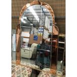 An Art Deco style arch top wall mirror in clear & amber 93cm max x 76cm max Further