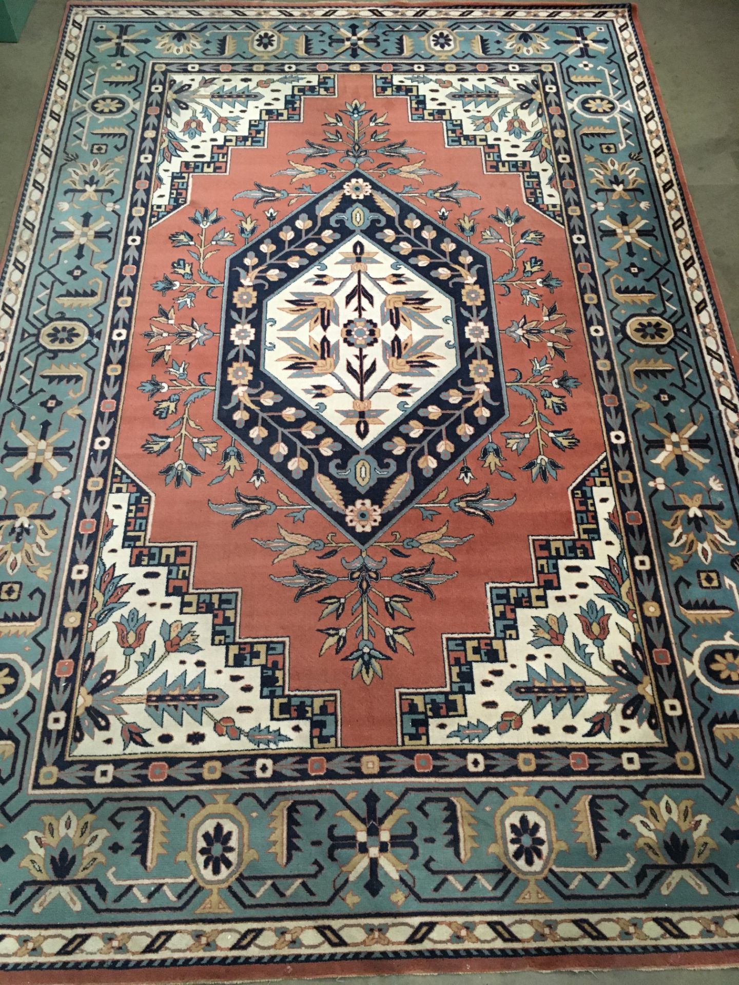 A Turkish Yum Kiymetli Kalbi carpet by Atlas Halilari - pink/blue/brown patterned 3m x 2m