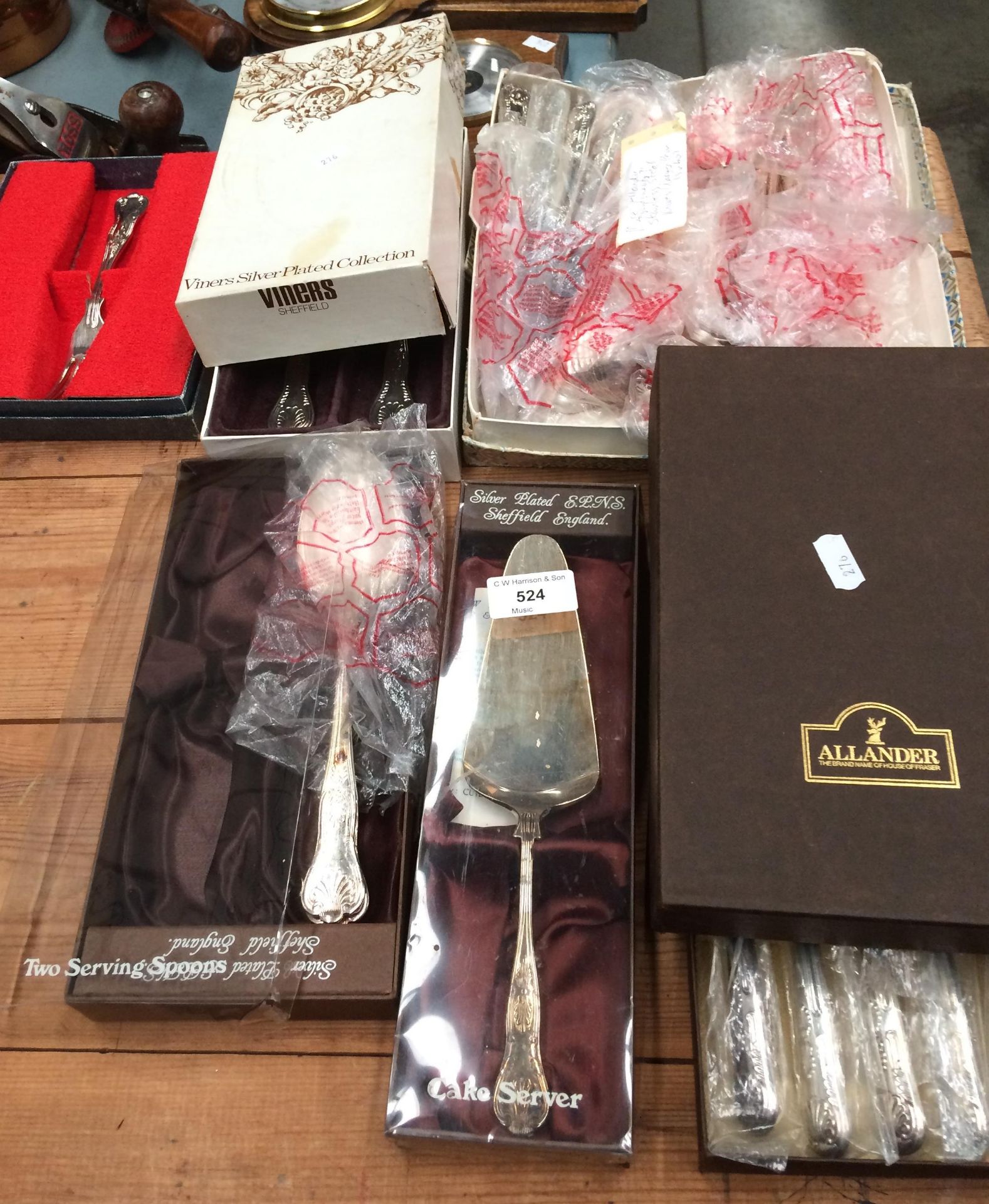 Contents to part table top silver plated cutlery by Allander, Viners etc.