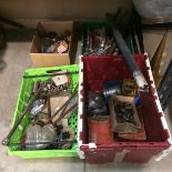 Contents to four boxes - welding rods, rolls of sanding paper, large allen keys, bolts,