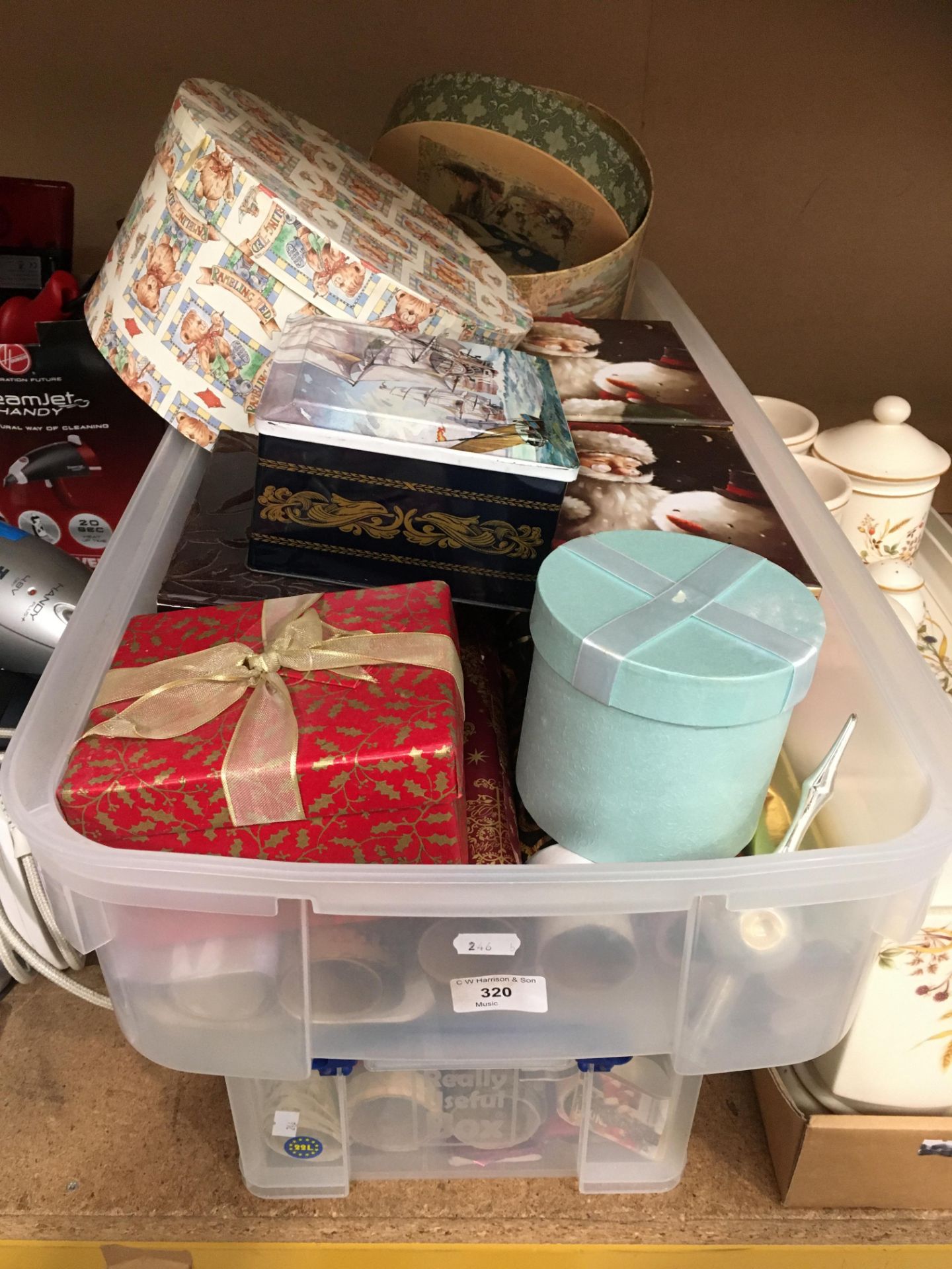 Contents to two boxes - assorted Christmas decorations,