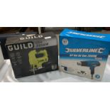 Two items - Guild 550w Jigsaw and a Silverline 2000w DIY hot air gun