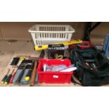 Contents to part of rack - screw drivers, Guild nail gun, hammers, spirit levels, socket sets,