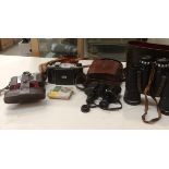 Four items - a pair of Hilkinson 12 x 50 wide angle binoculars in case,