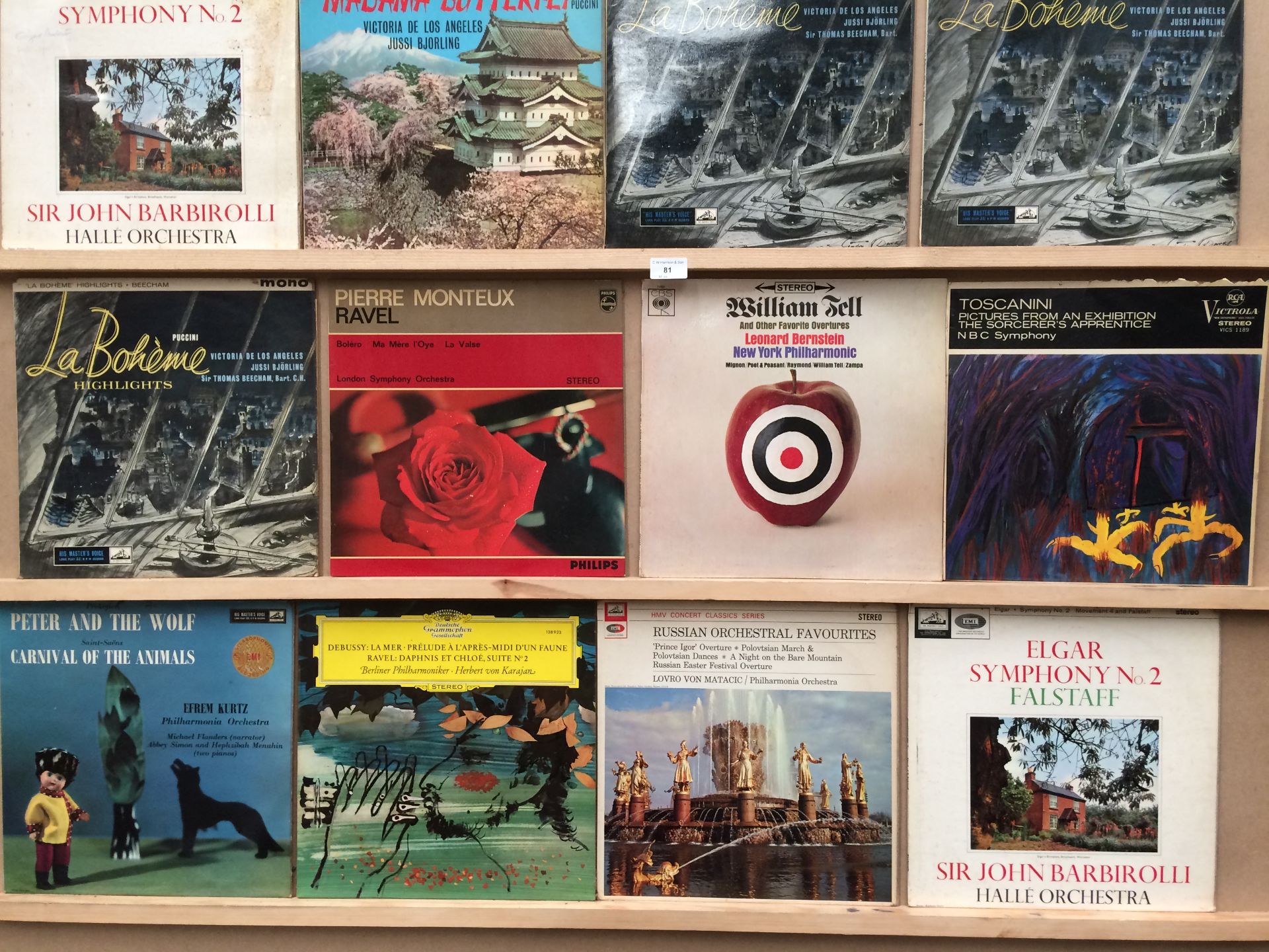 58 x assorted 12" vinyl records mainly classical - Elgar symphony No.