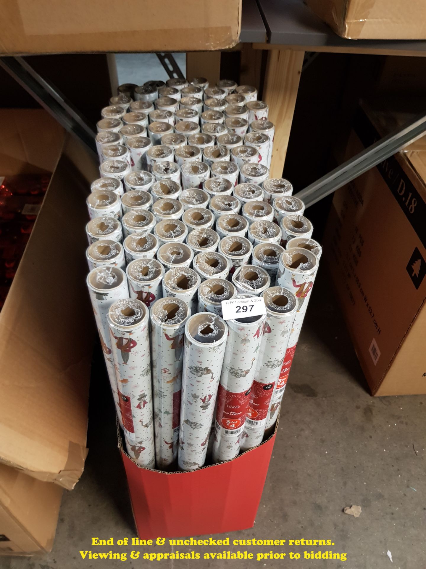 APPROX 64 X ROLLS OF FOX CHRISTMAS WRAP